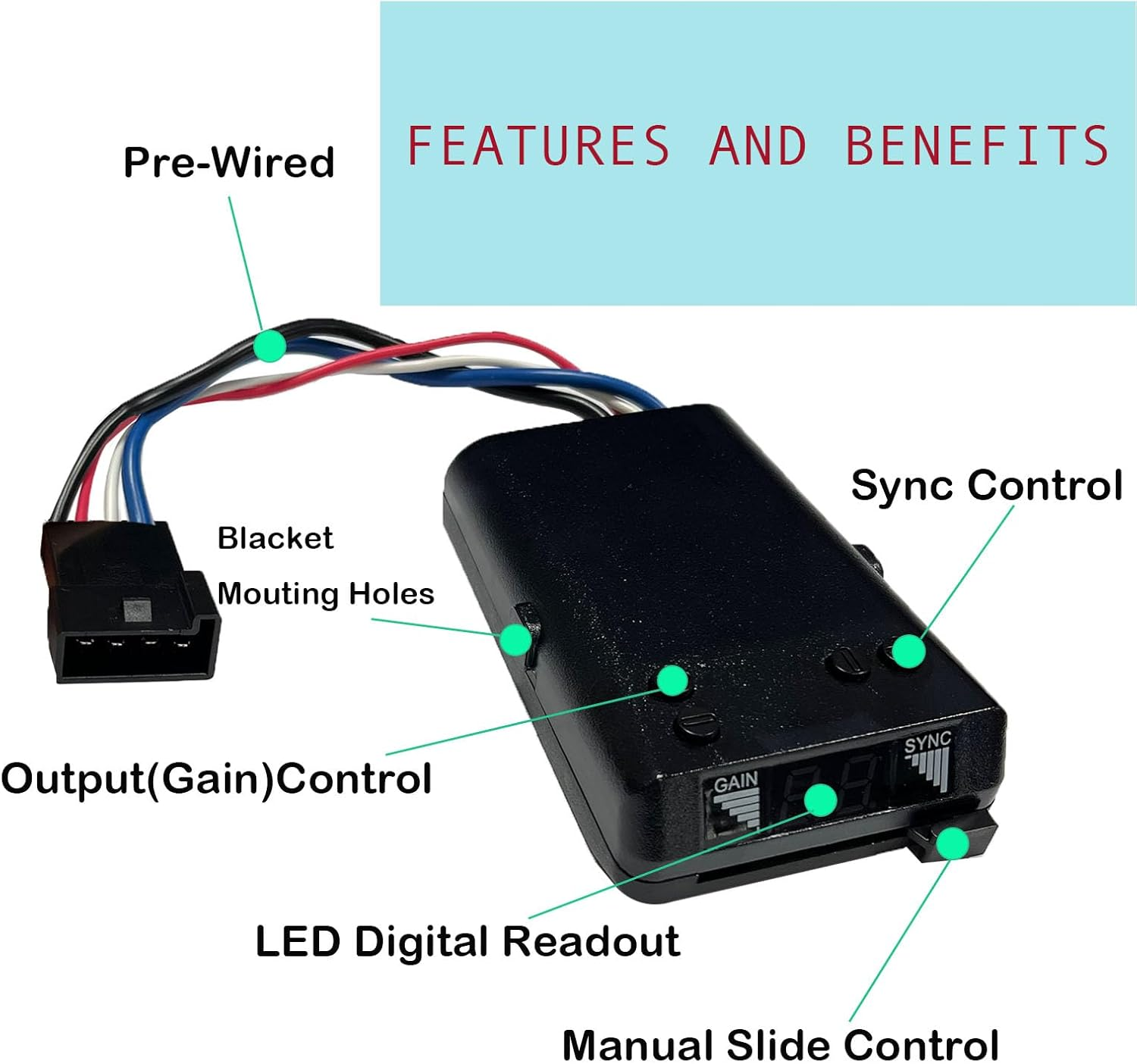 Gihdfer Towpower 8507111 Time-Delayed Electric Trailer Brake Controller,Brakeman IV Digital Brake Control, Control for 1 to 4 Axle Trailers image number 3