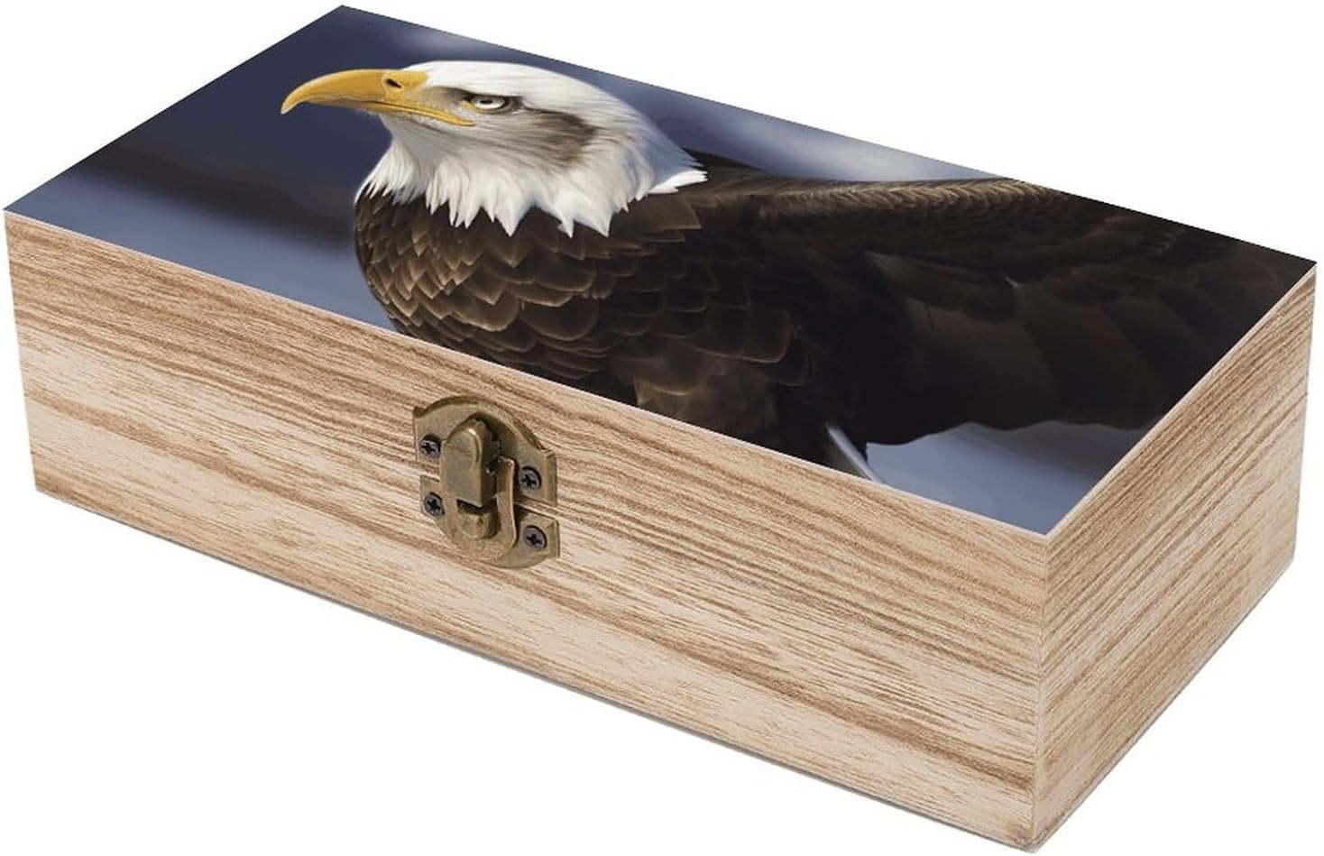 Bald Eagle Wooden Box Wood Wedding Keepsake Boxes with Lids Small Decorative Boxes Lightweight Wooden Memory Storage Box for Crafts Keepsakes Jewelry Photo Letter Storage image number 6