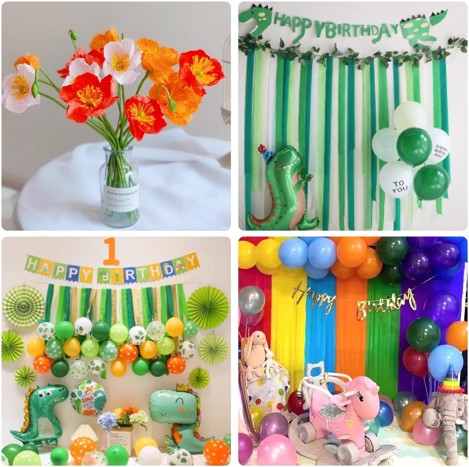 Crepe Paper Streamers 8 Rolls, 10 X 98Inch 8 Yellow&Green Colors Crepe Paper Sheets for DIY Gift Colourful Paper Flower Wrapping Paper Crafts Birthday Wedding Holiday Party Decorations image number 1