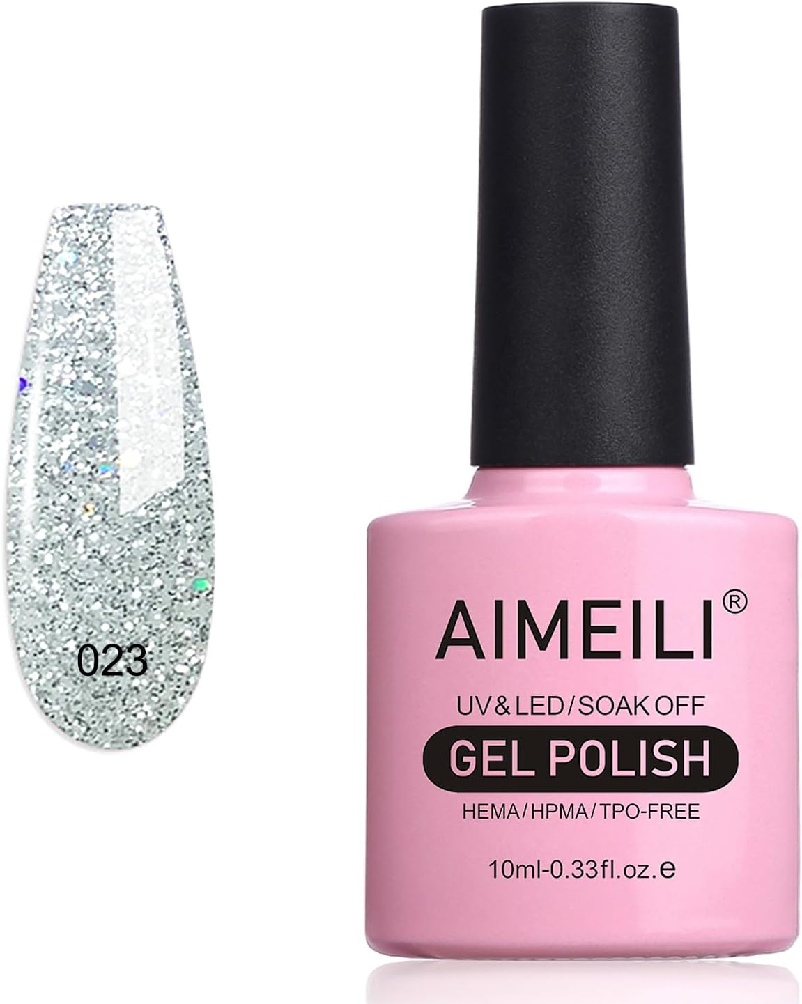 AIMEILI UV LED Gel Polish Removable Gel Nail Polish Glitter Gel Polish - Pink Multiflora (127) 10 Ml