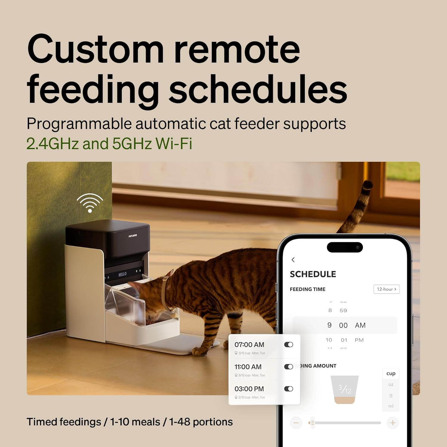 PETLIBRO RFID Automatic Cat Feeders for 2 Cats, Collar Sensor for Personalized Meals, Cats Recognition to Stop Food Stealing, Diet Tracking for Multi-Pet Homes and Different Diets, Wifi Food Dispenser