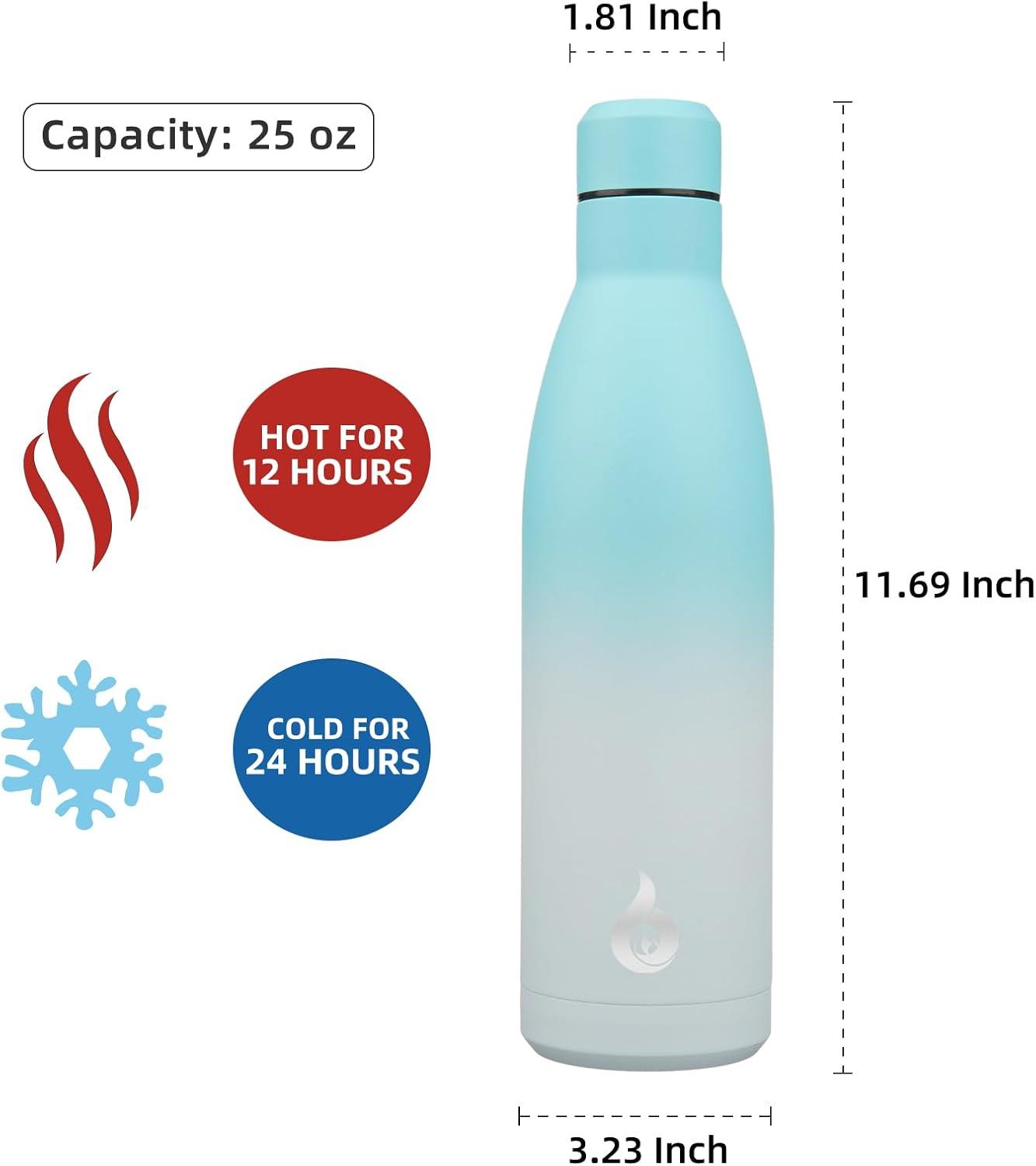 BJPKPK Stainless Steel Water Bottles, 750Ml Insulated Reusable Metal Water Bottle, Keep Cold and Hot, Sea Salt image number 7