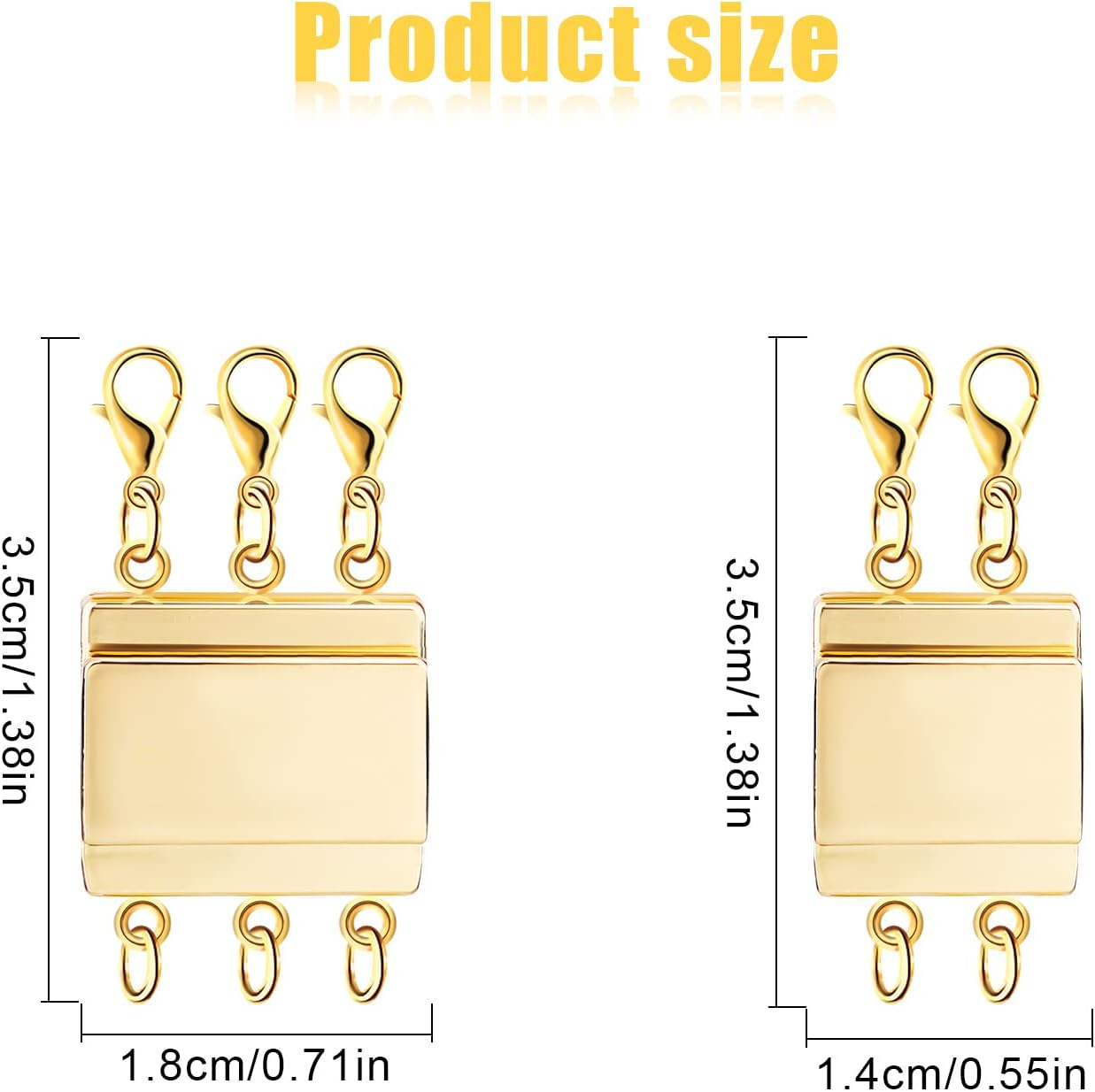 KINBOM 2Pcs Layered Necklace Clasps, Magnetic Necklace Separator for Layering Polished Jewelry Multi Strand Connector for Layered Necklace Bracelet Jewelry Making (Gold) image number 2