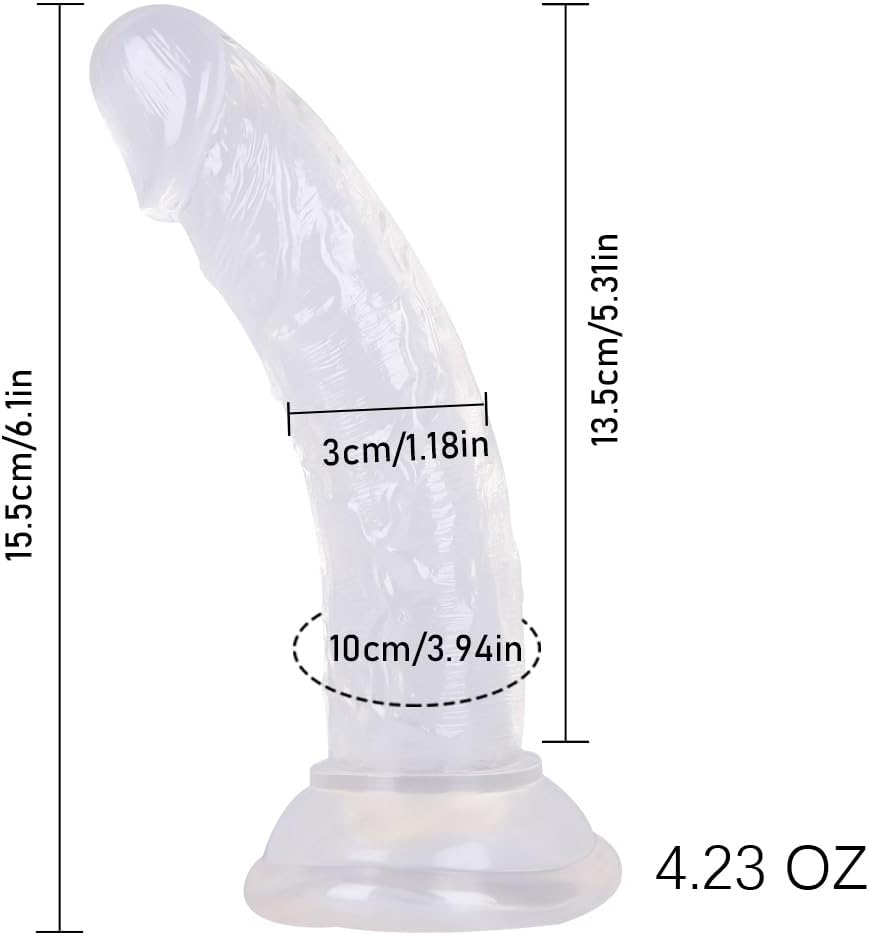 Mini 5.3 Inches Realistic Dildo Adult Sex Toys for Beginners, Curved Designed Lifelike Fake Penis for G Spot Stimulator & Anal Plug Training Set (Clear)