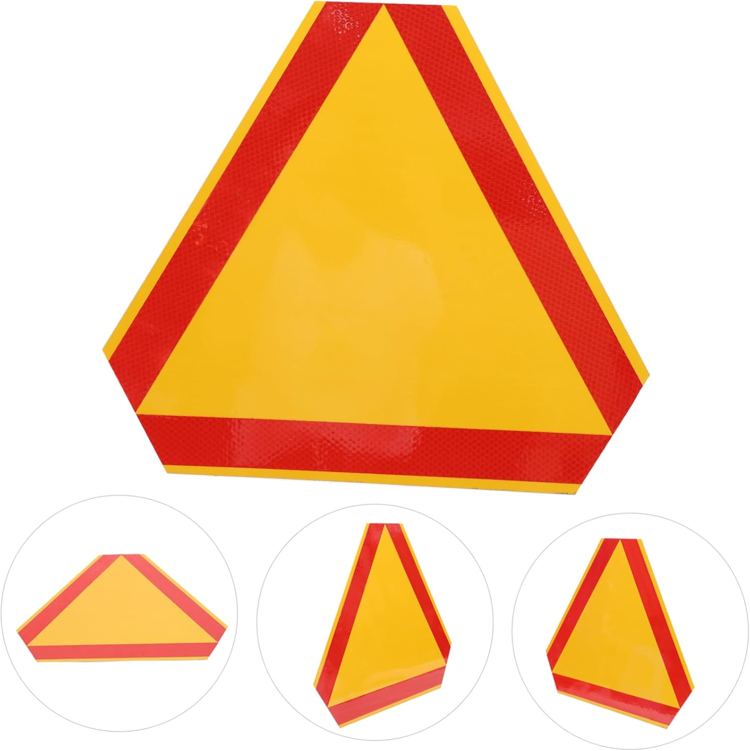 Reflective Safety Triangle Emergency Triangle Warning Reflector 2Pcs 35Cm/13.8In Yellow Base Aluminum for Roadside Emergency Low Speed Vehicles Trucks Tricycles - Multi image number 2