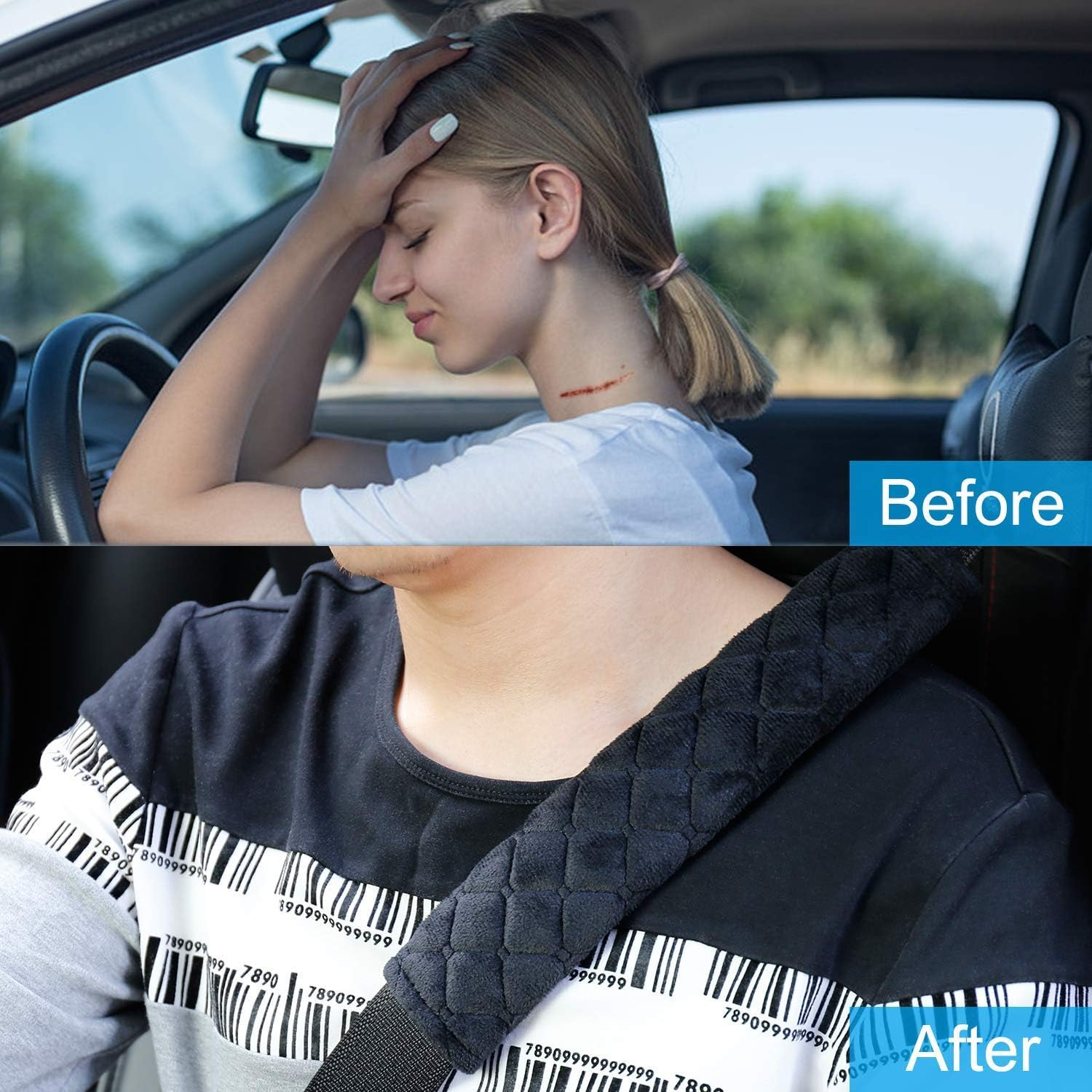 4Pcs Seat Belt Cover Pad Seatbelt Car Strap Covers Seat Universal Cover Soft Shoulder Pad for Helping Protect Your Shoulder from the Rubbing to Release Stress to Neck and Shoulder for Kids & Adults image number 2