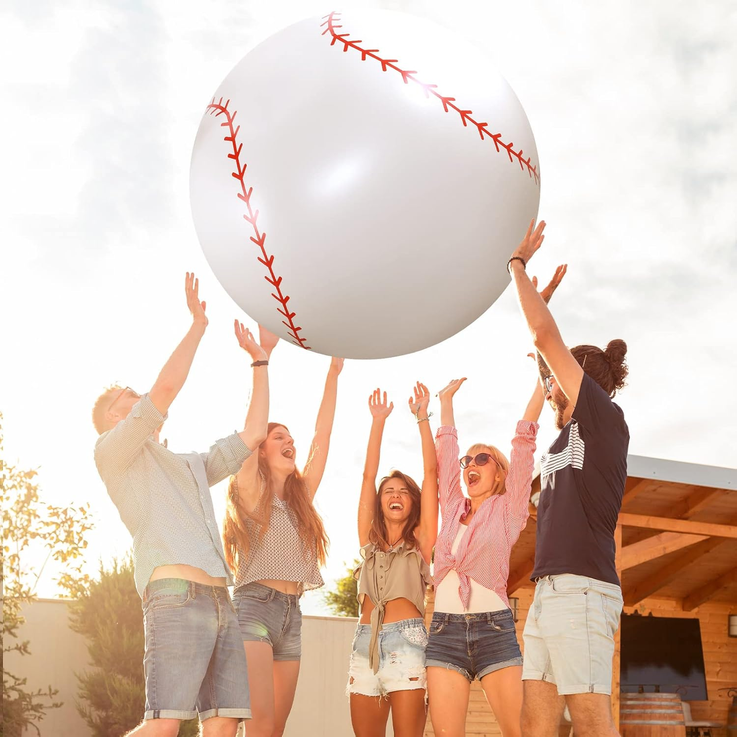 Meooeck 2 Pcs Giant Inflatable Beach Balls 40 Inch Large Baseball PVC Blow up Float Toys for Summer Beach Swimming Pool Party Favor Outdoor Activity Games image number 3