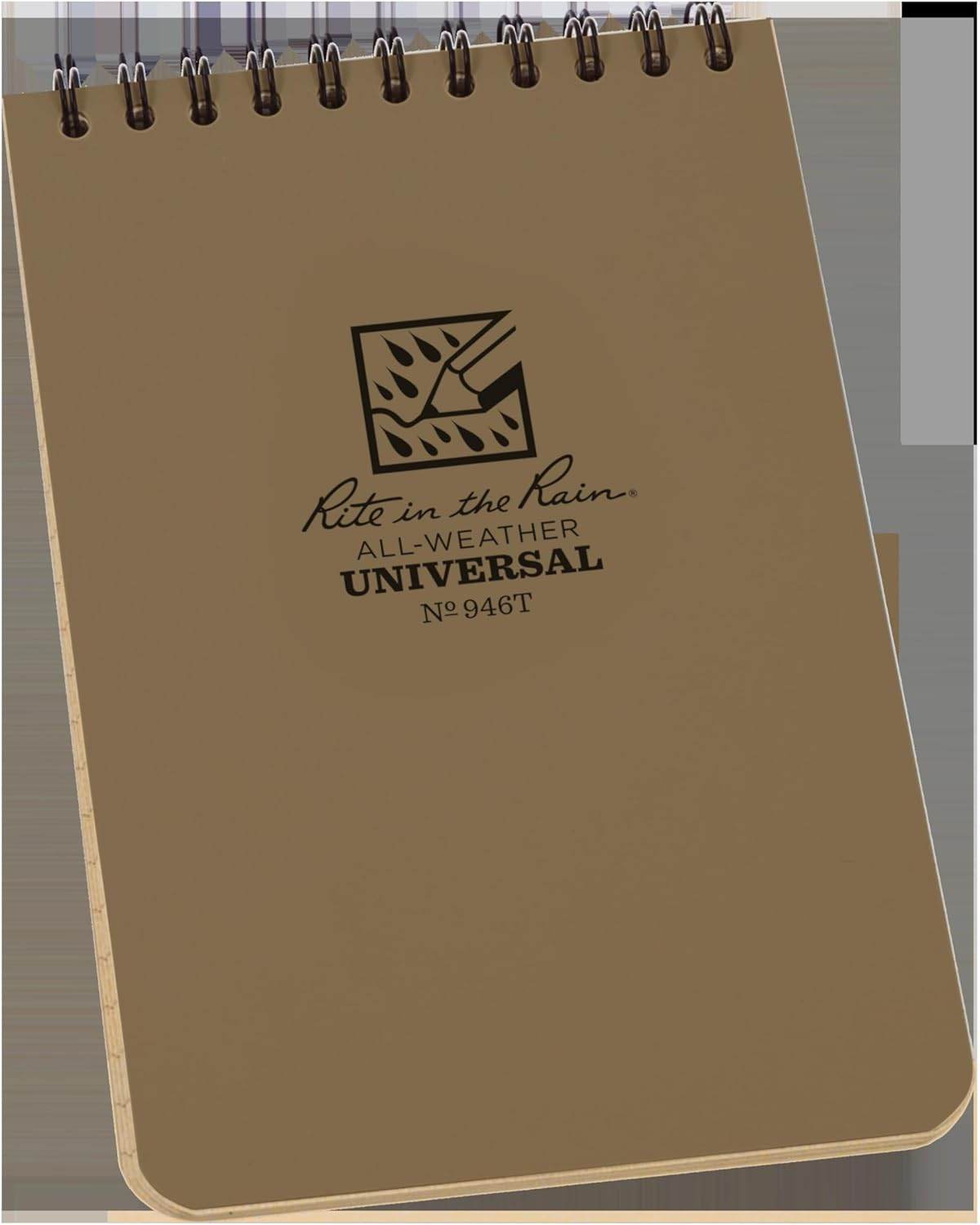 Rite in the Rain Weatherproof Top Spiral Notebook, 4" X 6", Tan Cover, Universal Pattern, 6 Pack (No. 946TL6)