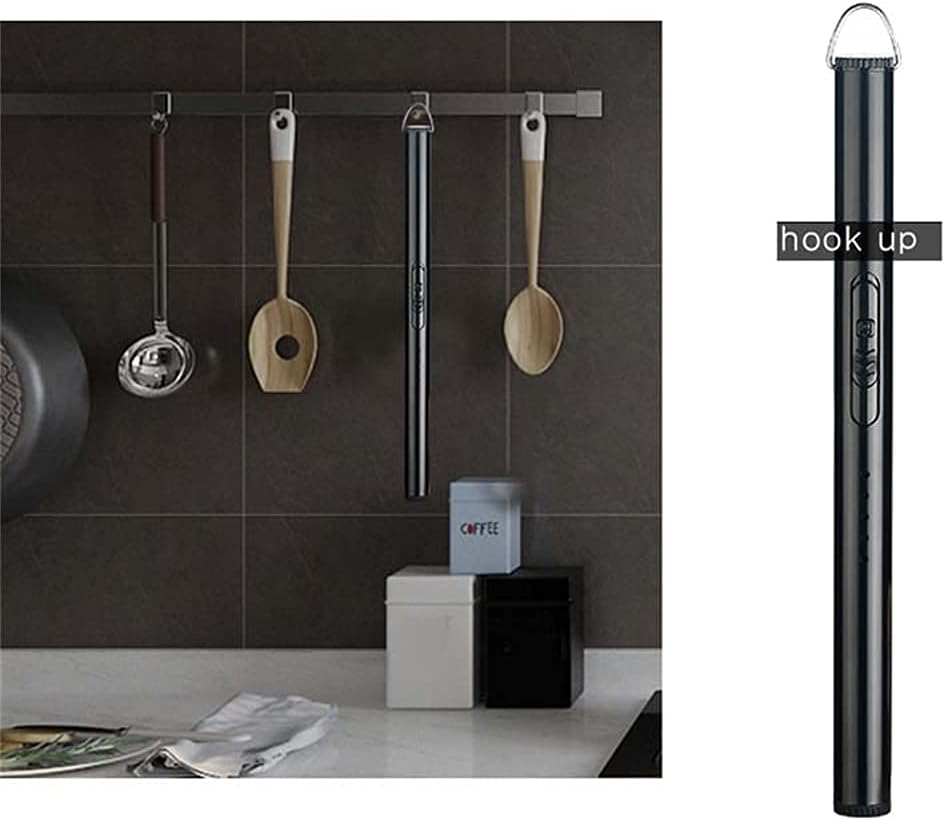 Candle Lighter Windproof Electric Arc Lighter for Gas Stove Fireplace BBQ , Barbecue, Suitable for Restaurant, Home, Outdoor, Camping the Latest Mini USB Rechargeable Battery, Windproof Hook Candle Shape Design Pulse Arc Igniter, Gas Stove Lighter, Plasma Igniter Smoke Lighter (Gold) - Gold image number 2