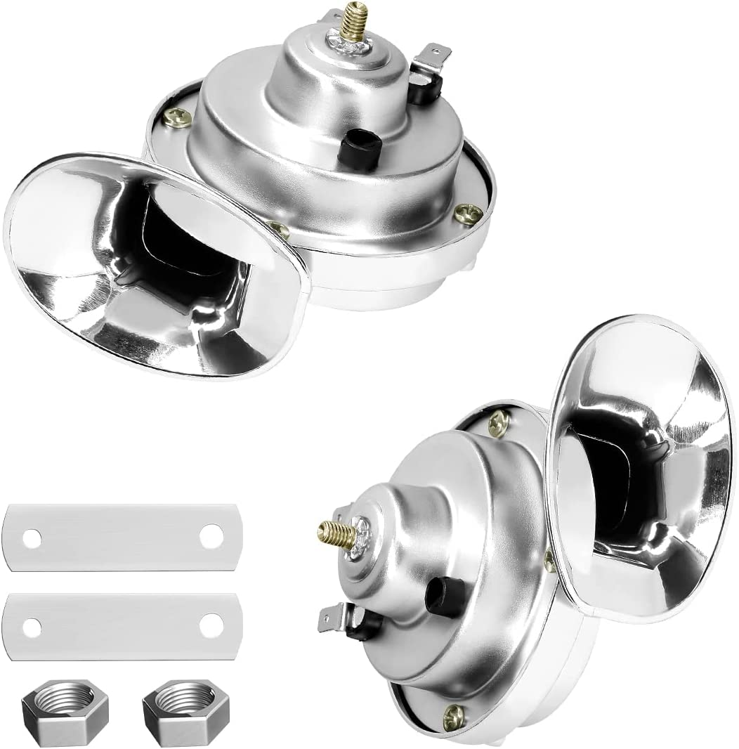 Super Loud Train Horns, Car Waterproof Durable Air Electric Snail Horn, 12V Raging Sound Air Horns Replacement Kit, Automotive Accessories Universal for Car, Motorcycle, Truck, Bike, Boat (Silver) - Black image number 2