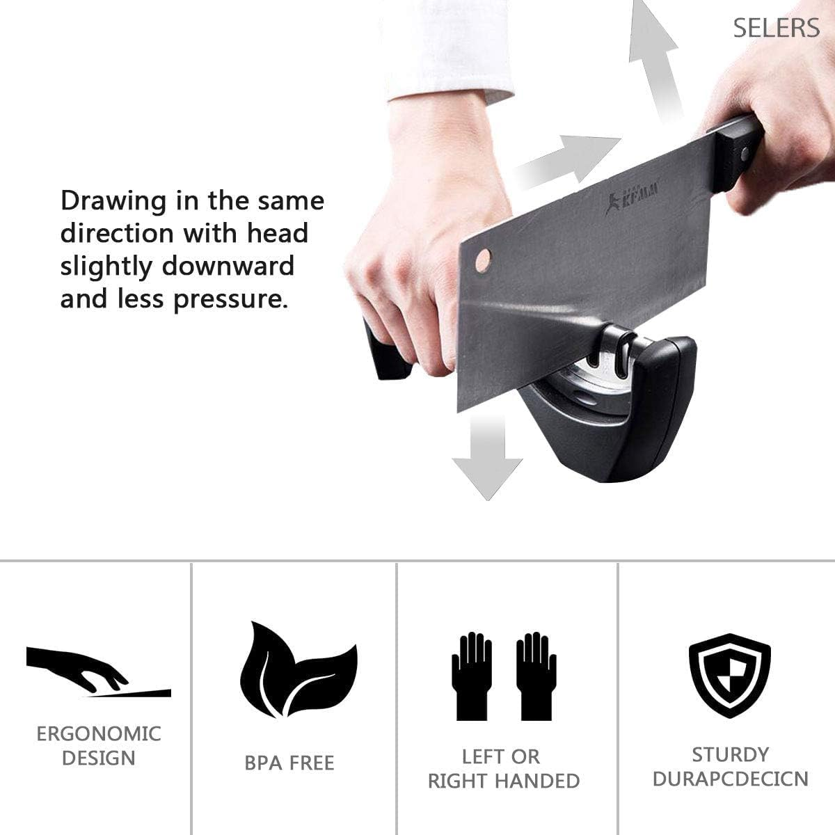Arsline Knife Sharpener - Professional, Easy-To-Use Sharpening Tool for Kitchen, Chef, and Hunting Knives - Compact, Durable, and Ergonomic Design image number 5