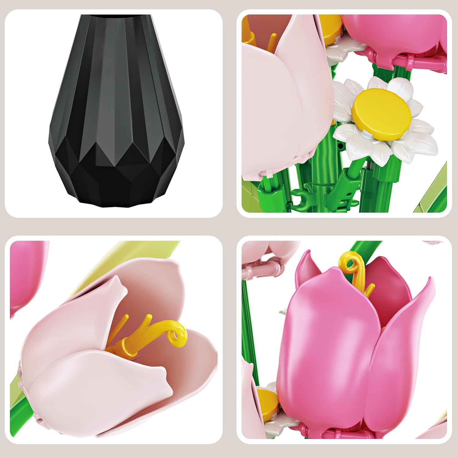 Tulips Flower Botanical Collection Building Sets,Flower Building Toys for Adults and Kids, Home Decor Gifts for Mother'S Day, Valentine Day, Birthday, Christmas Day image number 4