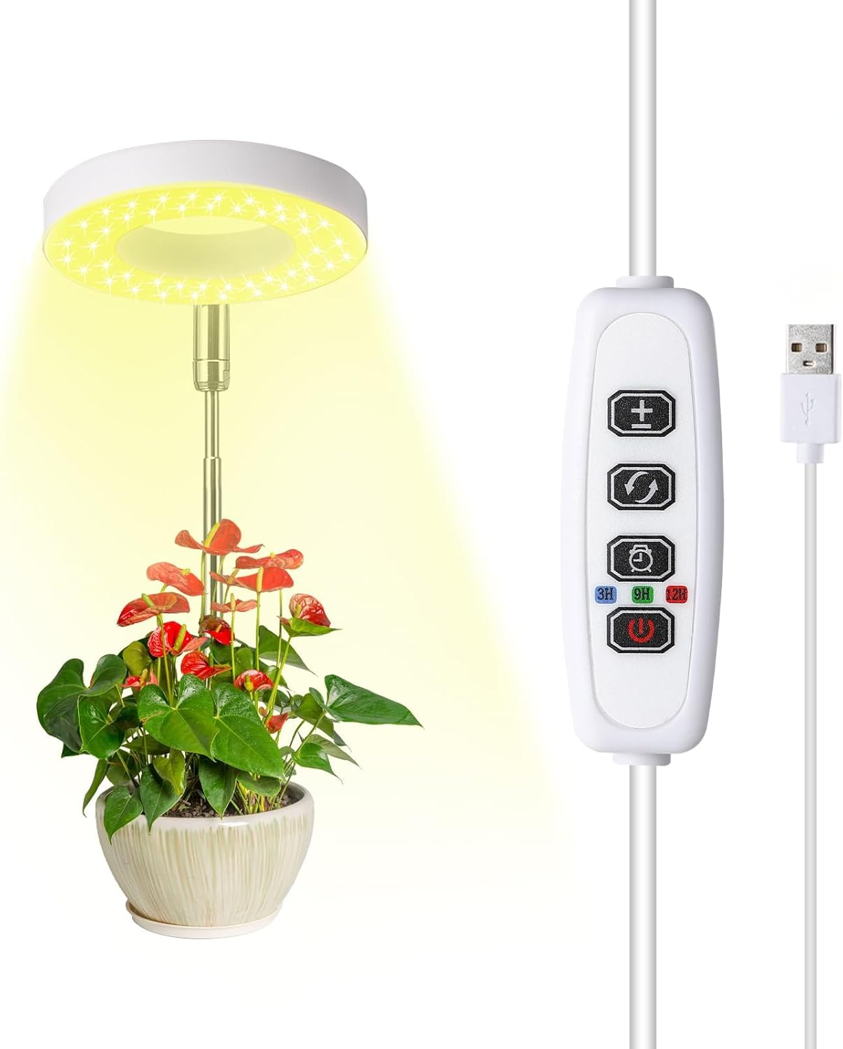 LED Grow Lights for Indoor Plants, Full Spectrum Plant Grow Light with Auto On/Off Timer, Height Adjustable Growing Lamp, 3 Modes & 10 Dimmable Brightness Levels image number 2