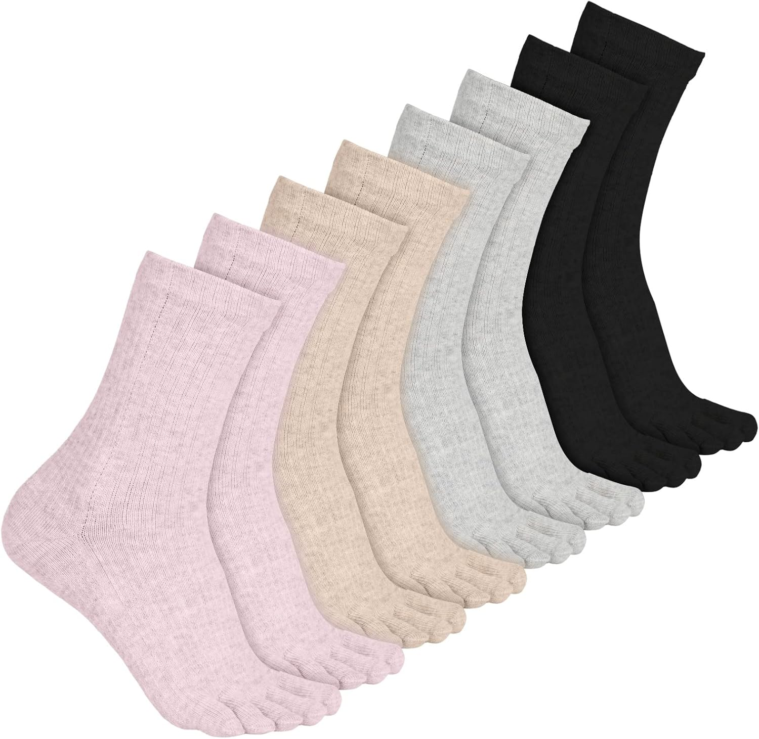 4 Pair Women Five Toe Socks Cotton Toe Socks Athletic Running Long Split Toe Women'S Cotton Socks