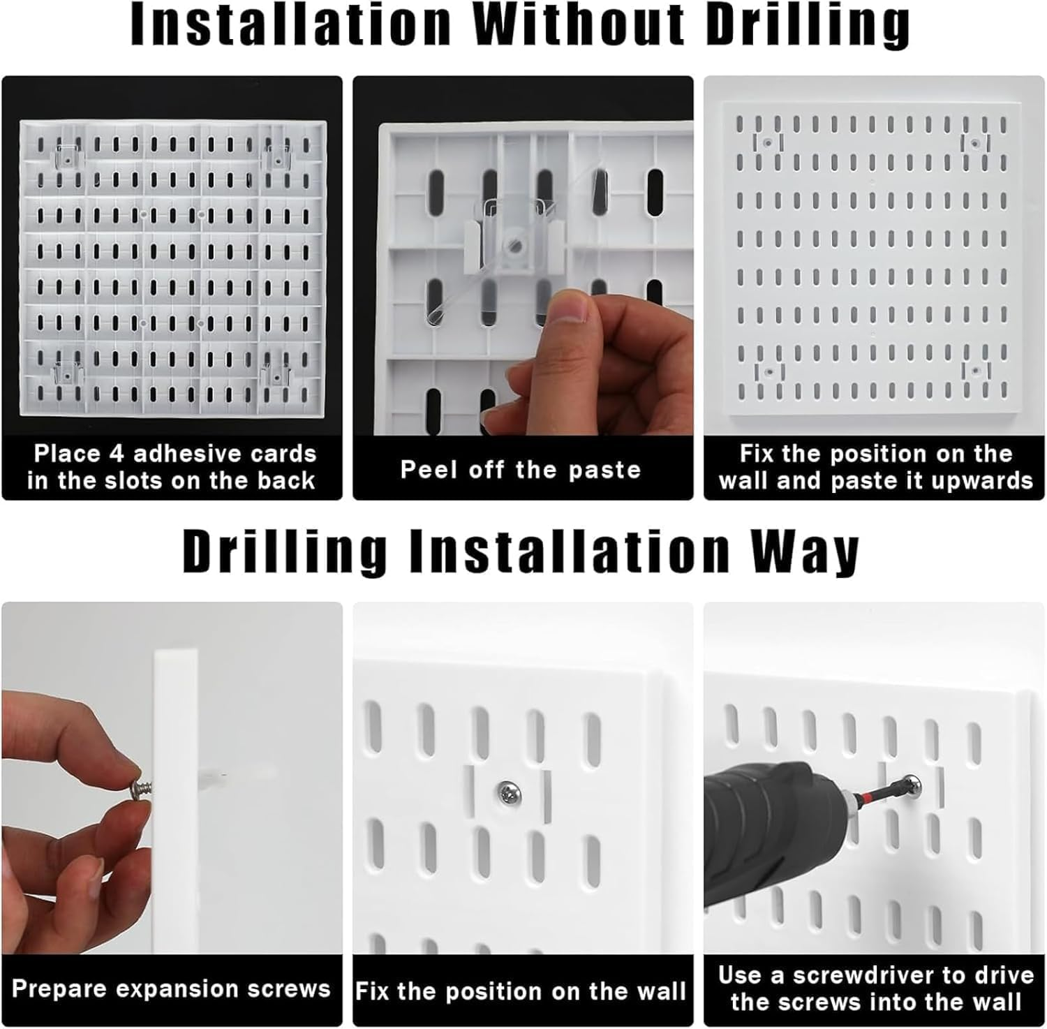 Wall Pegboard Organiser Kit, 90X42 Cm, White, 3 Panels with 17 Accessories, Home Office Storage System image number 4