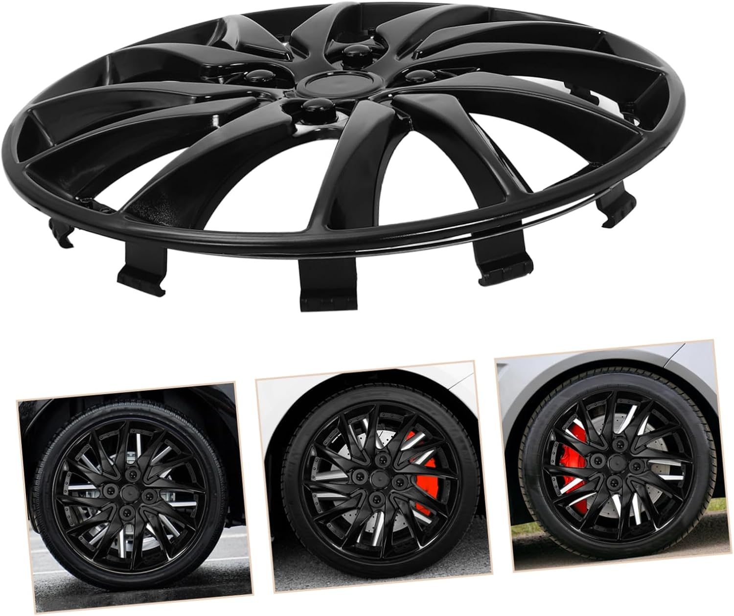 INOOMP 14 Inch Hubcap Wheel Covers for Cars Vehicle Wheel Skin Covers with Sleek Design and Easy Cleaning Black Finish