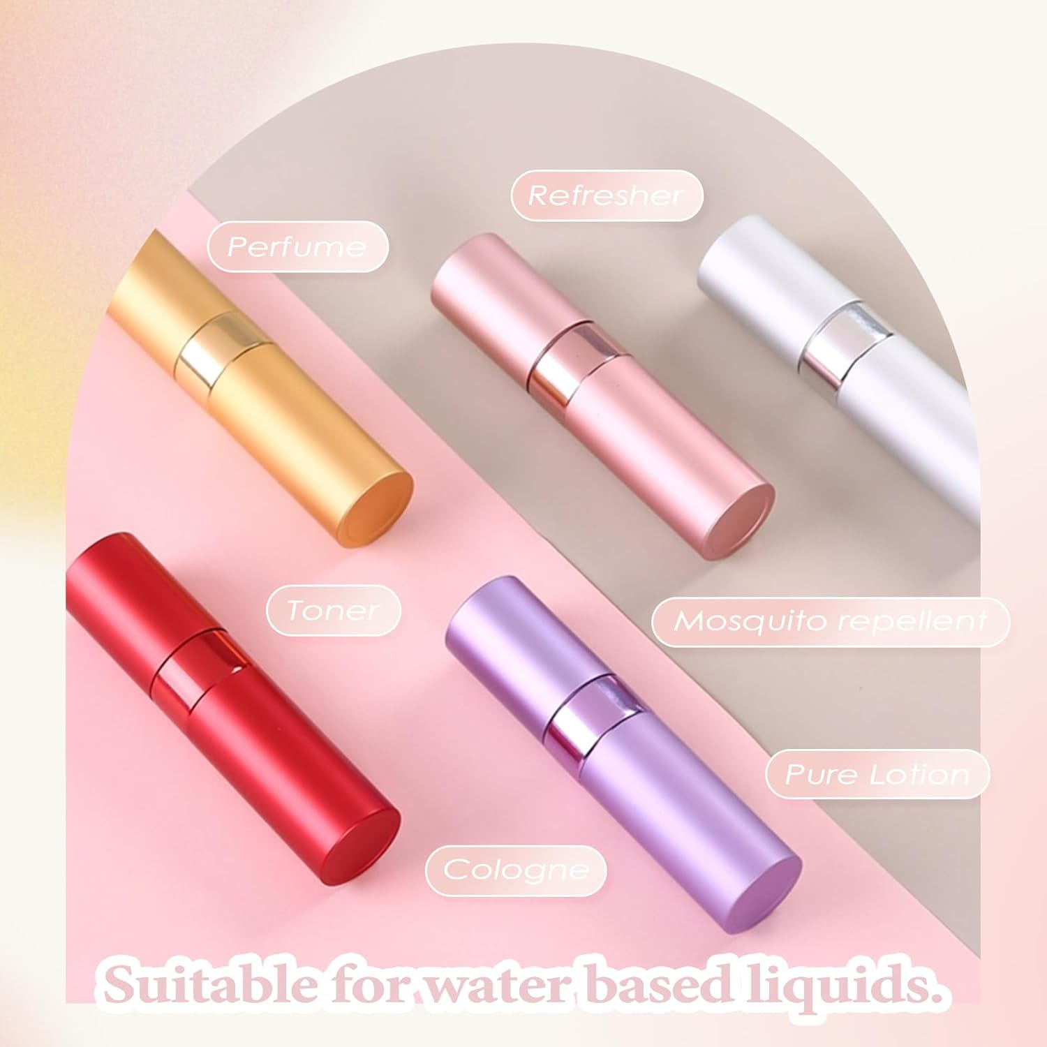 Travel Perfume Atomizer Refillable 8Ml (5 PCS), Travel Cologne Sprayer Mini, Perfume Bottle Empty Small (5 Colors)