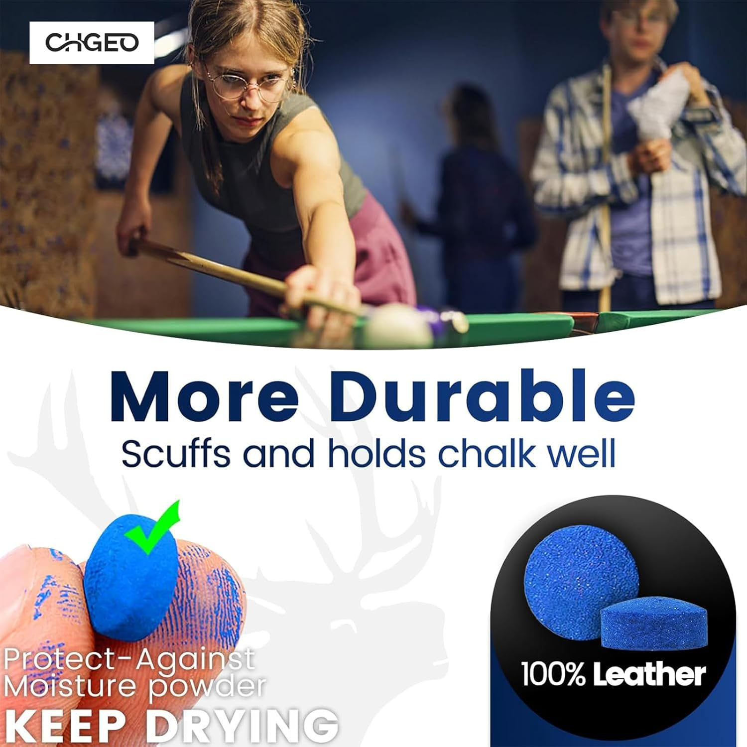 30-Pack Billiard Pool Cue Tips - Pool Cue Stick Tips Replacement Repair Kit Billiard Cue Tips with Storage Box for Pool Table Cues Stick Tips Head and Leather Snooker Stick image number 6