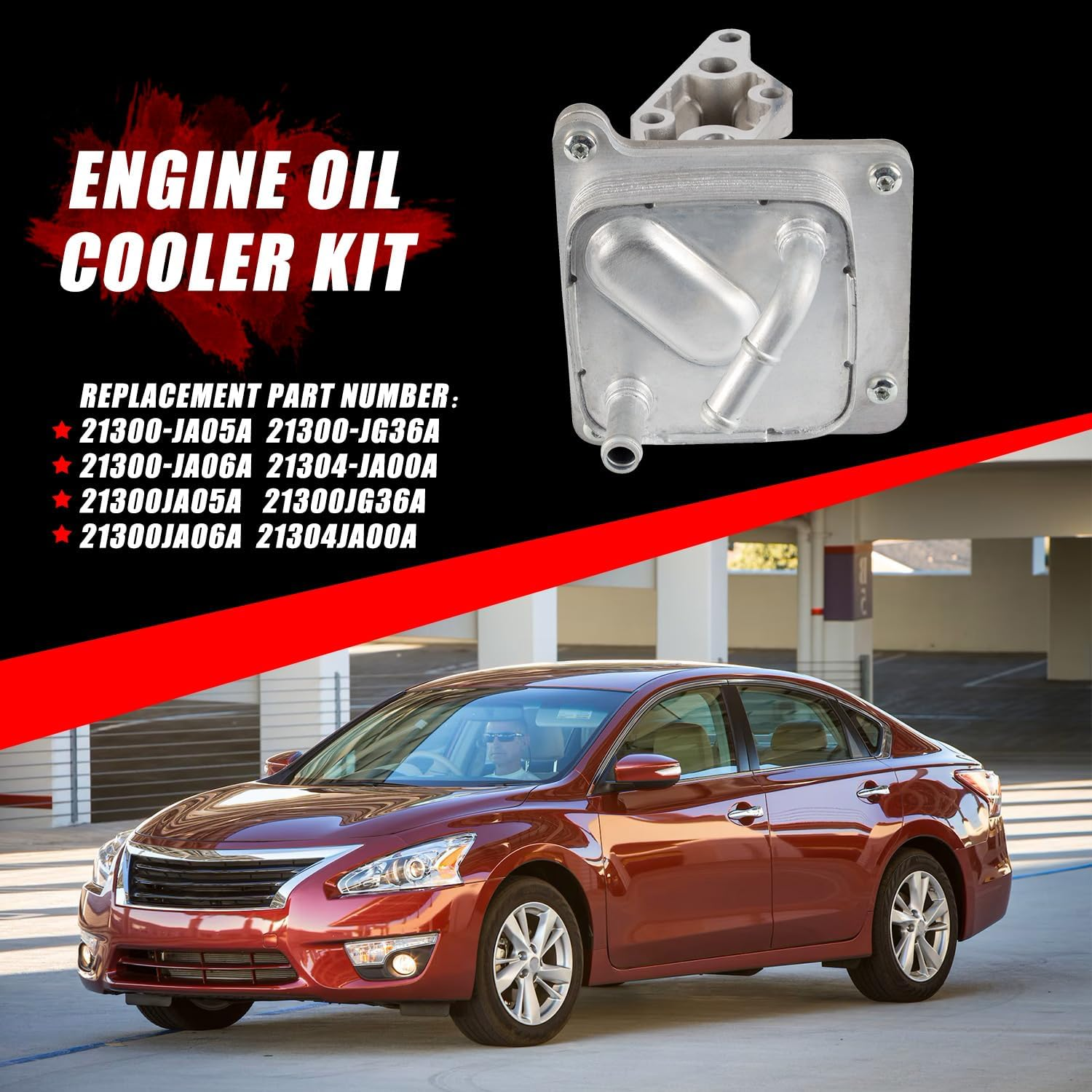 Engine Oil Cooler Kit with Gasket Compatible with Nissan Altima Sentra Rogue 2.5L 2007-2013 Replaces 21300-JA06A 21304-JA00A image number 4