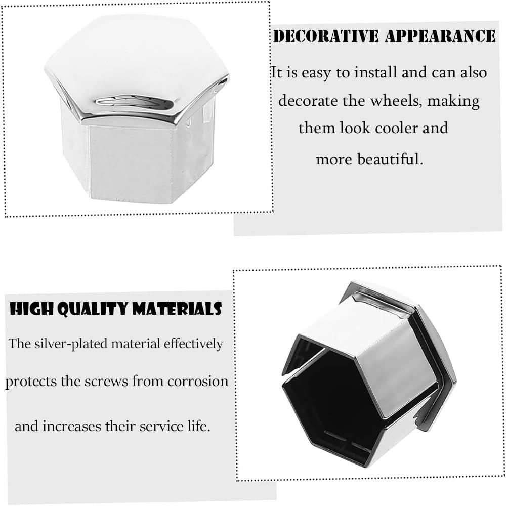 Sylbx Pack of 20 Wheel Bolt Caps, Wheel Nut Caps, Wheel Nut Caps, Wheel Nut Caps, Wheel Nut Covers, Wheel Nut Caps for Cars, 19 Mm, Chrome Wheel Bolt Caps image number 1