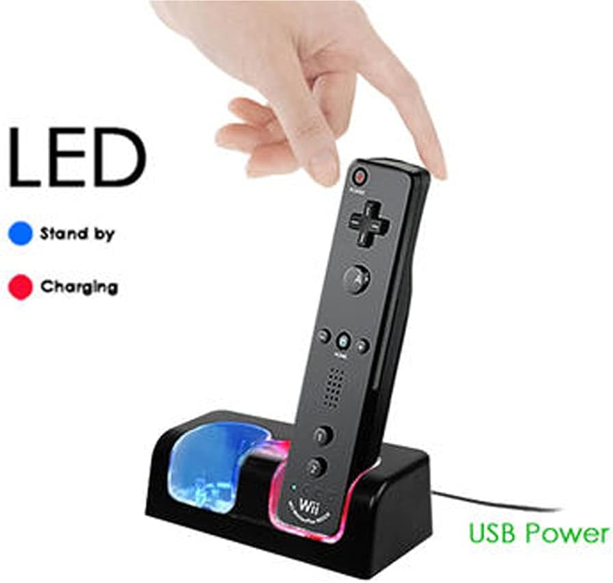 OSTENT Charger Dock Station + 2 Battery Packs for Nintendo Wii Remote Controller Color Black image number 4