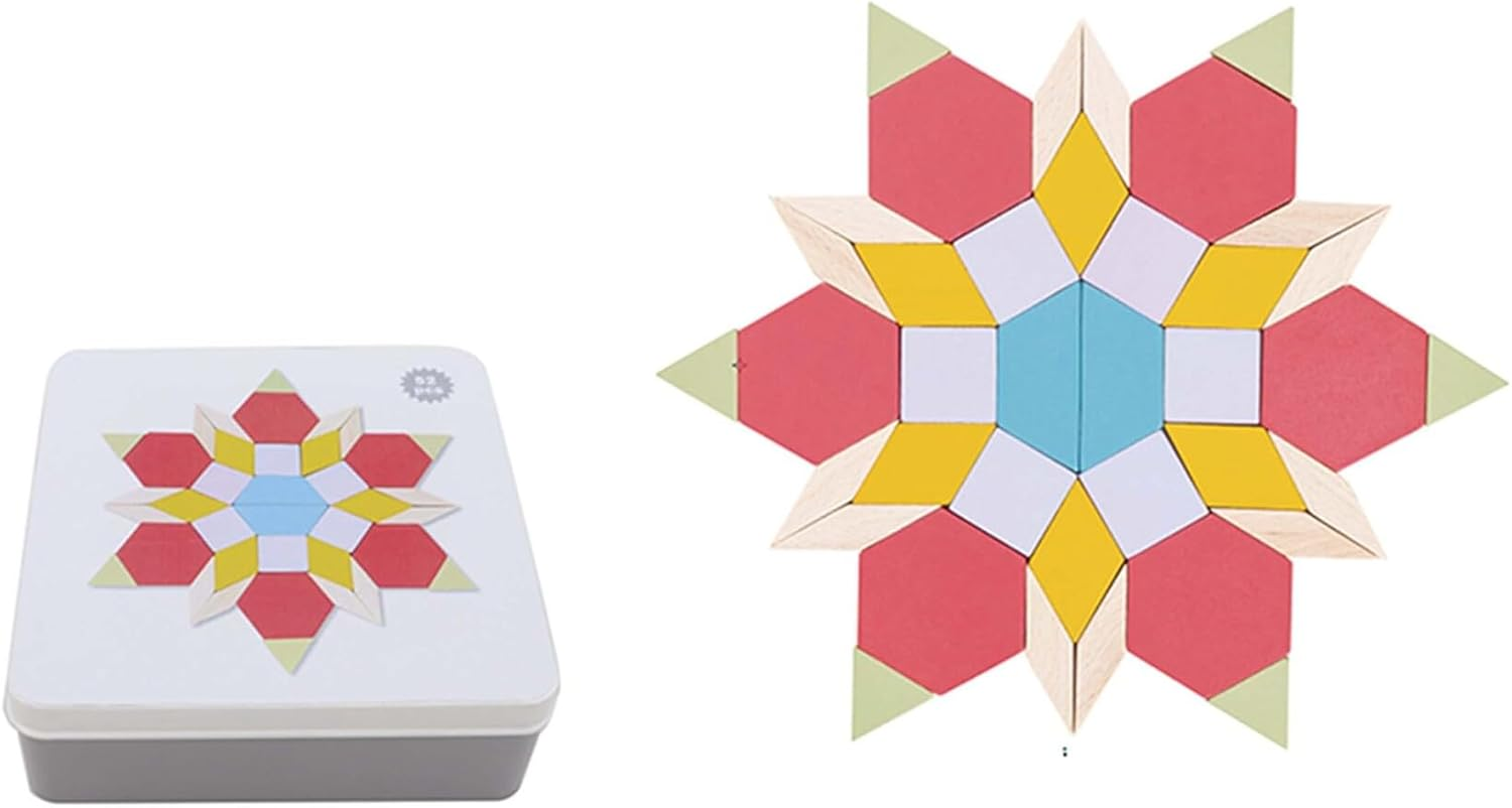 Kaper Kidz Calm & Breezy Pattern Blocks in Tin Box 52-Piece Set image number 2