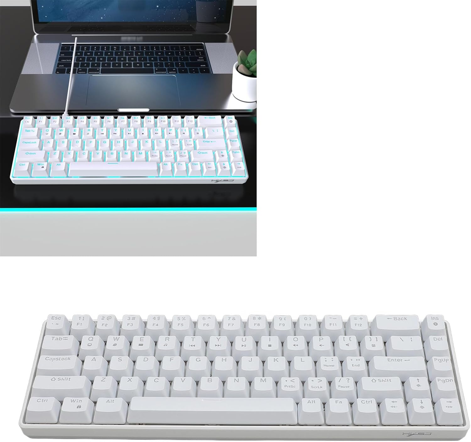 60% Gaming Mechanical Keyboard, 68 Keys Compact Keyboard with Red Switches, RGB LED Backlit Mechanical Keyboard for Laptop Tablet PC image number 6