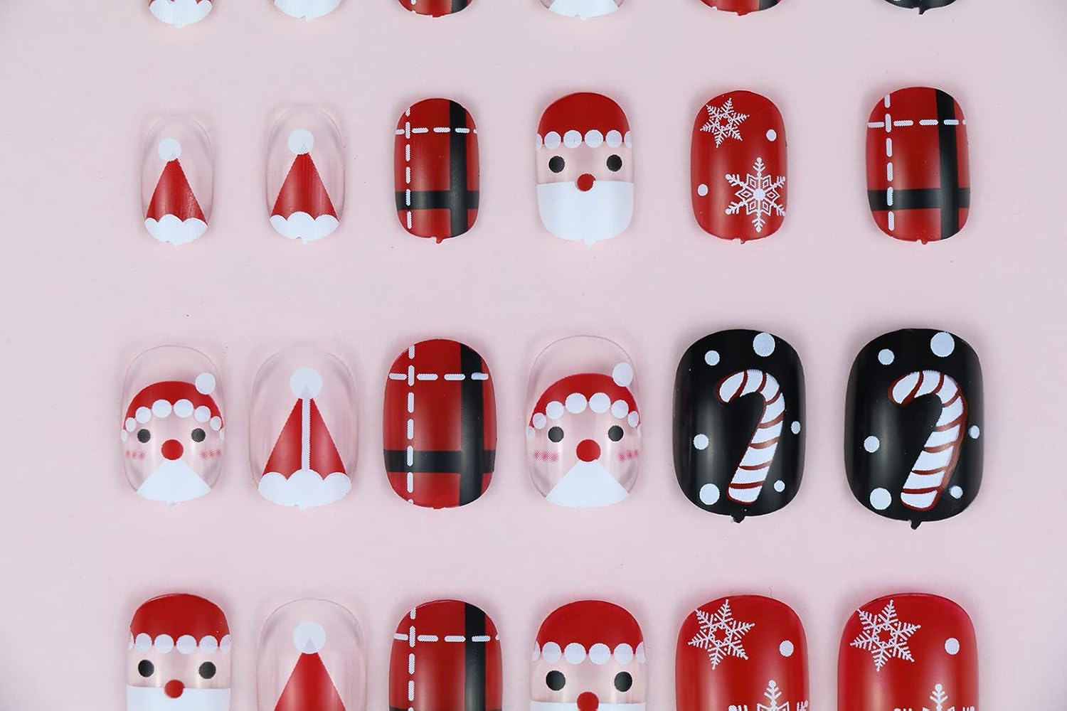 48 Pcs Kids False Nails Press on Nails Short Full Cover Christmas Snowflakes False Nails Children Little Girls Nail Tips Gift Decoration image number 1