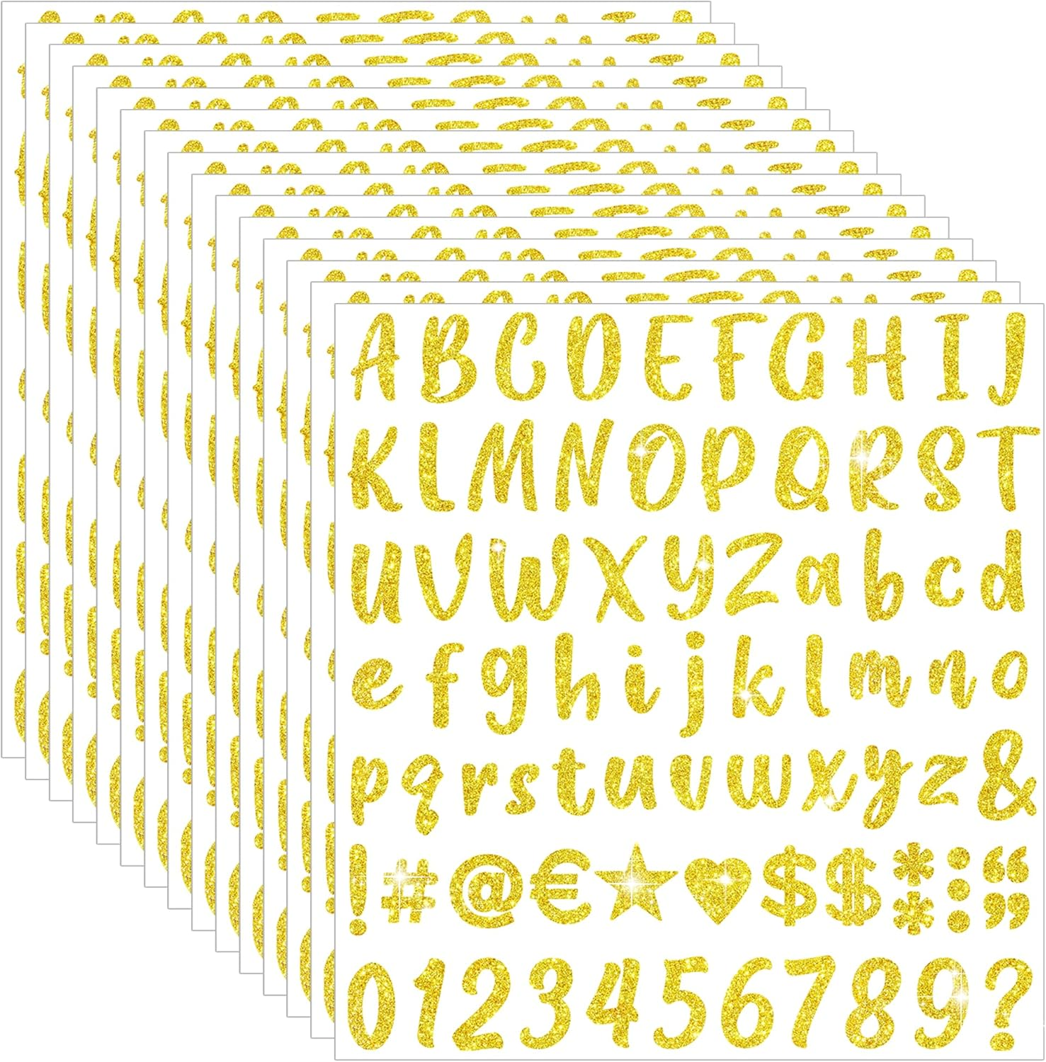 1215 Pcs 15 Sheets Letter Stickers, Glitter Silver, Vinyl, 1 Inch Self Adhesive, Alphabet Number Stickers, Small, for Mailbox Address Crafts Art Classroom Decoration