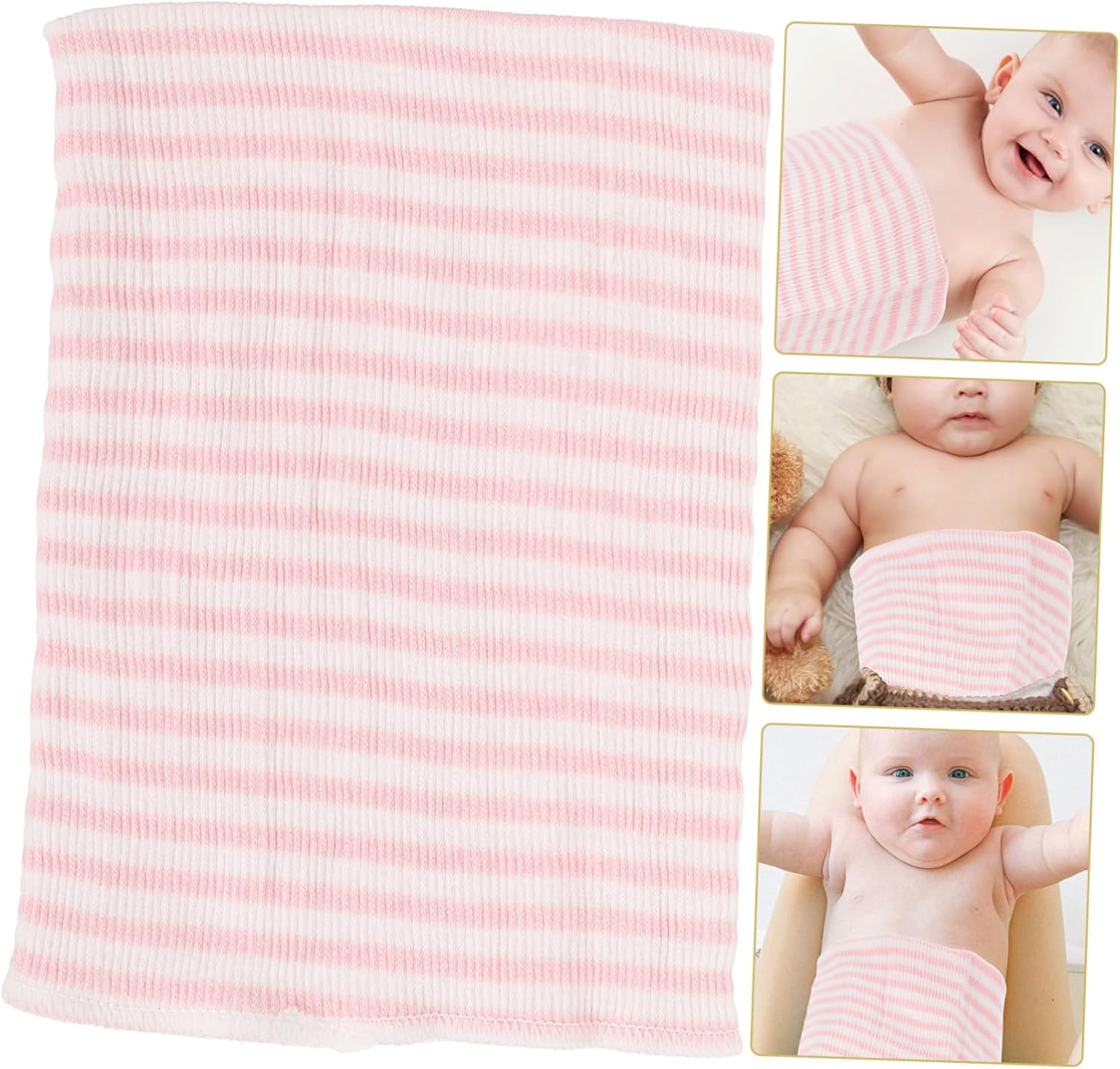 SHERCHPRY Newborn Baby Belly Band Double Layer Cotton Infant Belly Protector Navel Strap Pink Stripe Soft Breathable Baby Supplies for Infant Care image number 6