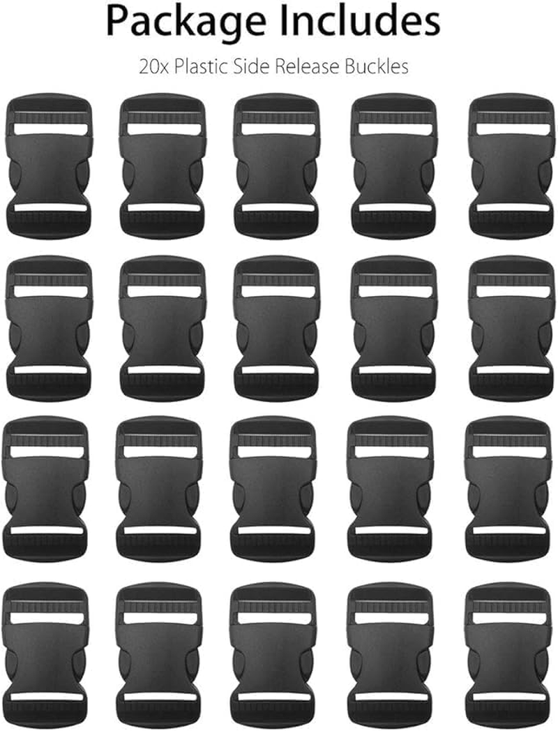 20 Pcs Plastic Quick Side Release Buckle Clip Adjustable Parachute Buckle Fit for 1Inch Webbing Straps for Bracelets Backpack Tactical Bag and Gear image number 4