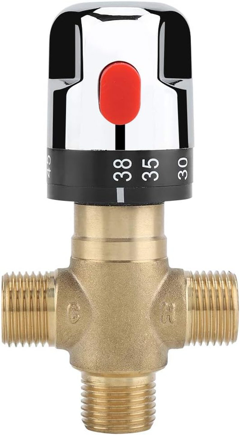 Gugxiom Thermostatic Mixing Valve, G1/2 Solid Brass, Temp Control, Three Way, Anti-Scald, Easy Install, Bathroom, Kitchen, Washroom image number 2