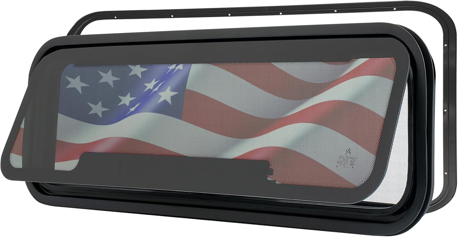 RV Window | 33.7" W X 10.7" H | Universal Camper Van Bunk Awning Window | Tempered Glass &Trim Set | DOT Certification Qualified image number 3