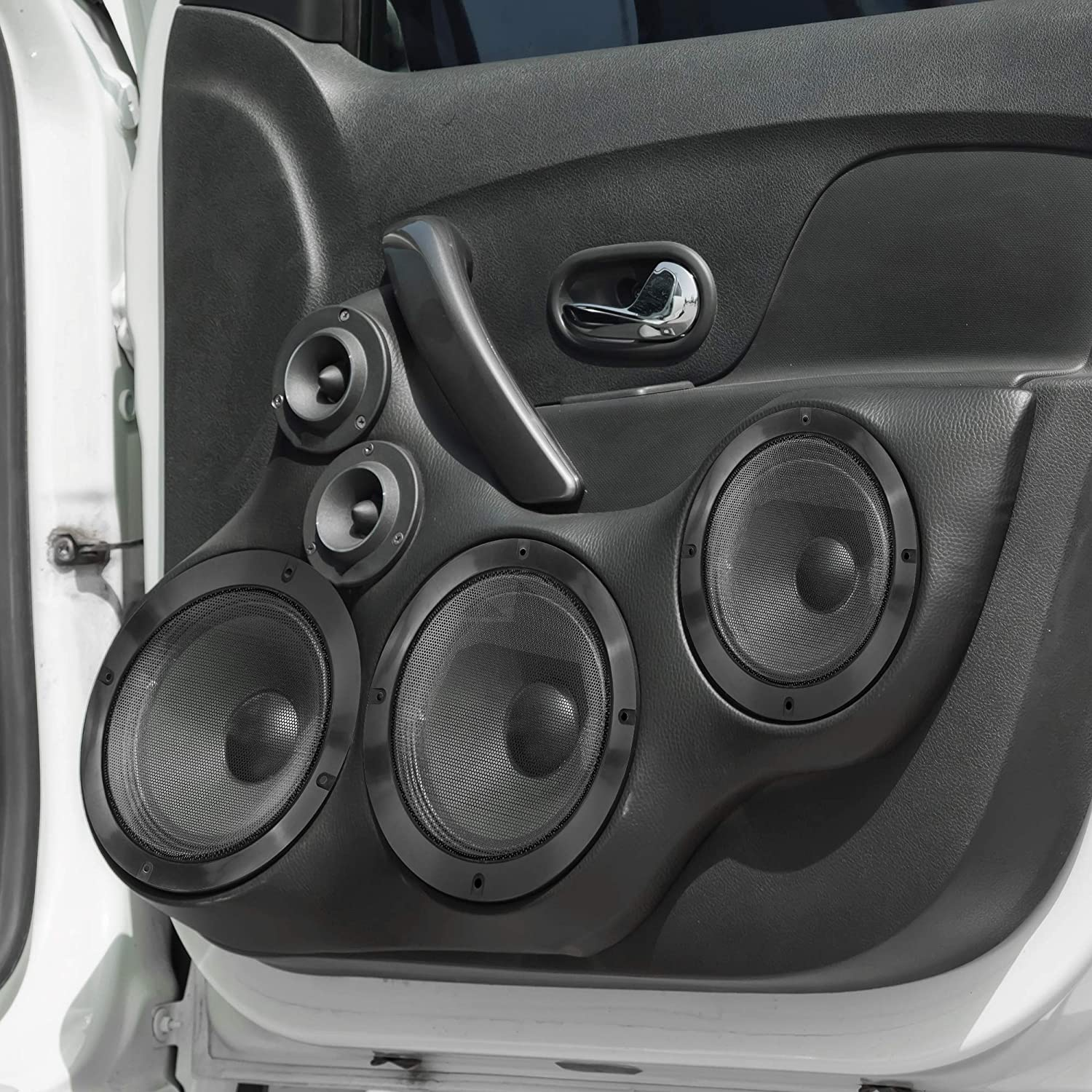 X AUTOHAUX 2Pcs 6.5 Inch Metal Glossy Audio Speaker Cover Mesh Subwoofer Grill Horn Guard Decorative Circle Grille Protector Black