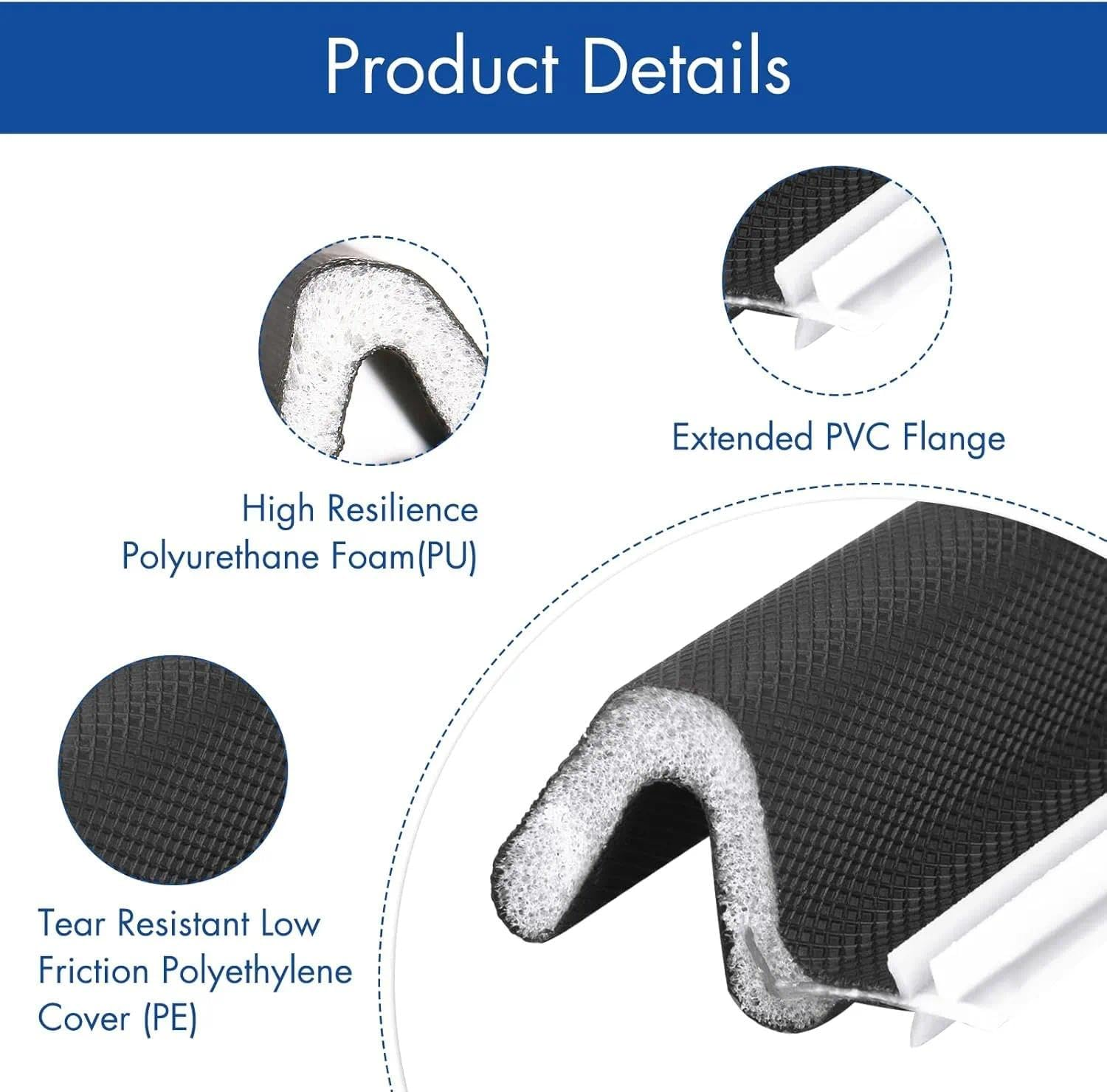 9.7 Feet Door Weather Stripping Door Frame Soundproof Seal Strip - V-Shaped Q Foam Kerf Weatherstripping Seal Strip for Doors Windows, Card Slot Installation Seals Large Gap image number 5