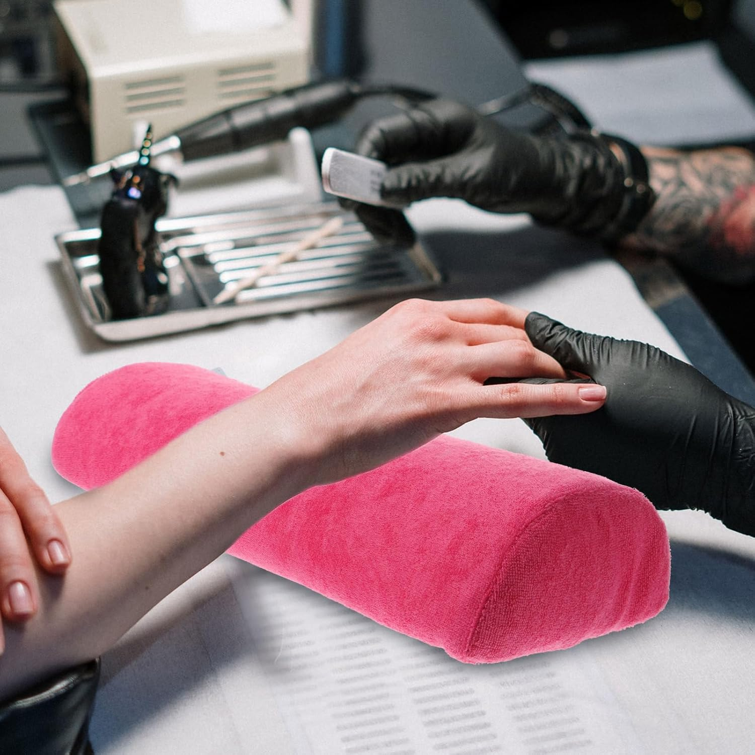 ELAYARD Nail Arm Rest Pillow for Manicure Shaped Hand Support Mat Comfortable Design to Reduce Wrist Fatigue for Professional Nail Art Easy to Clean and for Salons and Home Use image number 6