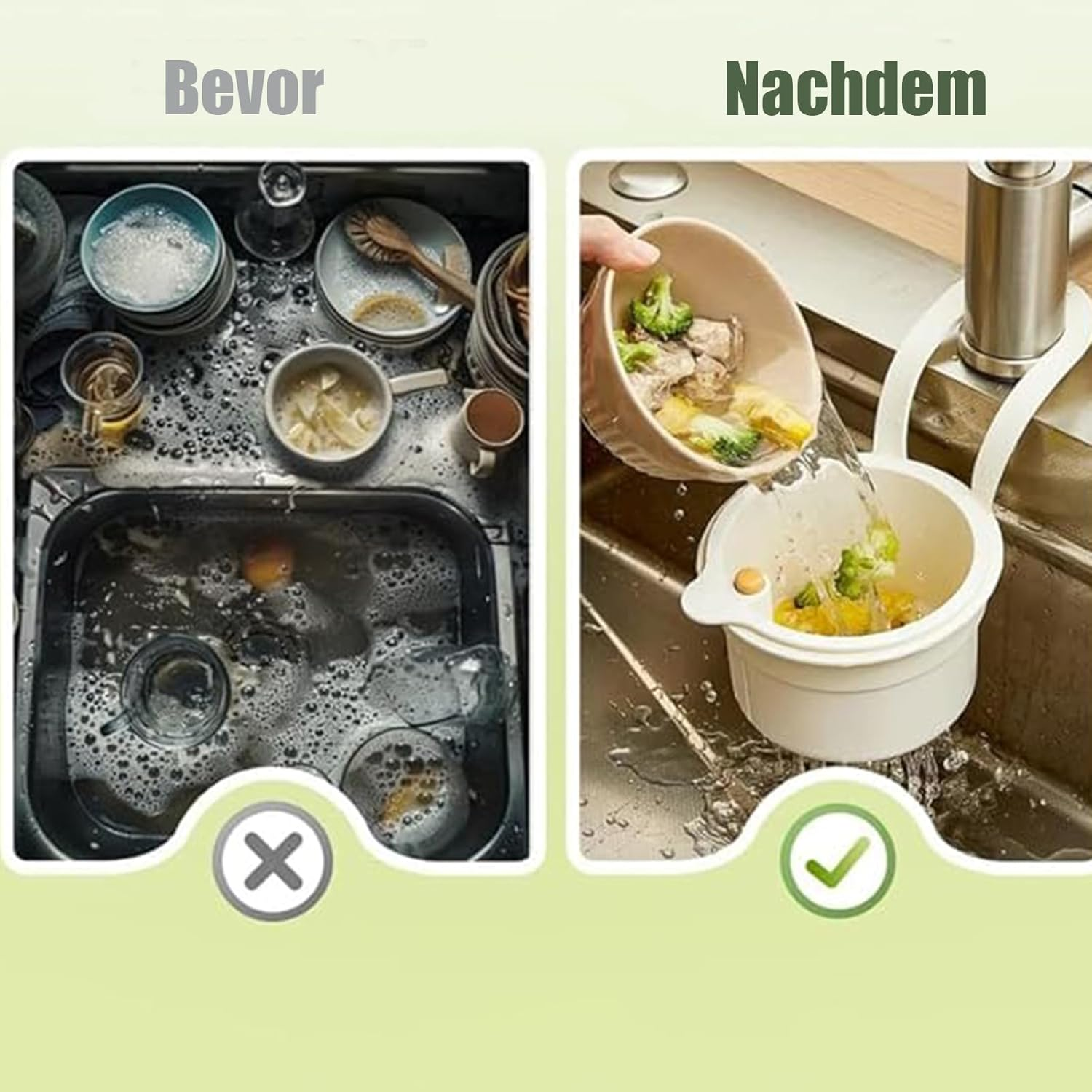 Pack of 2 Sink Strainers, Drain Basket, Hanging Strainer for Sink, Ideal for Draining Pasta and Vegetables, Practical Solution for Kitchen Organisation image number 3