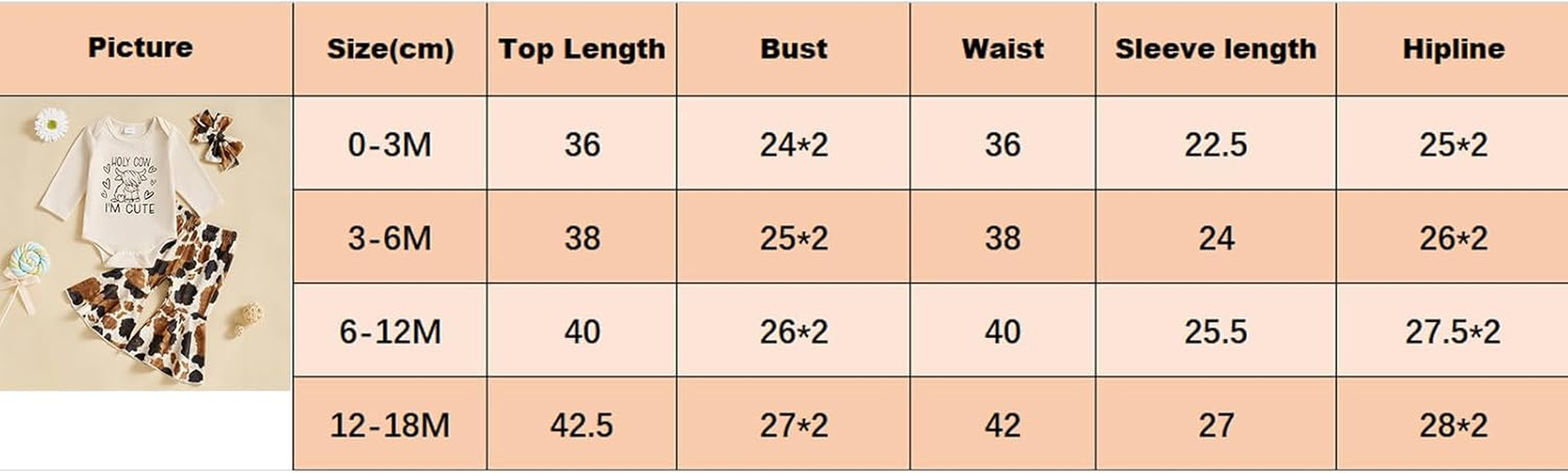 Chloefairy Western Baby Girl Fall Clothes Holy Cow I'M Cute Romper Bell Bottoms Flare Pants Set 3Pcs Infant Cowgirl Outfit image number 6