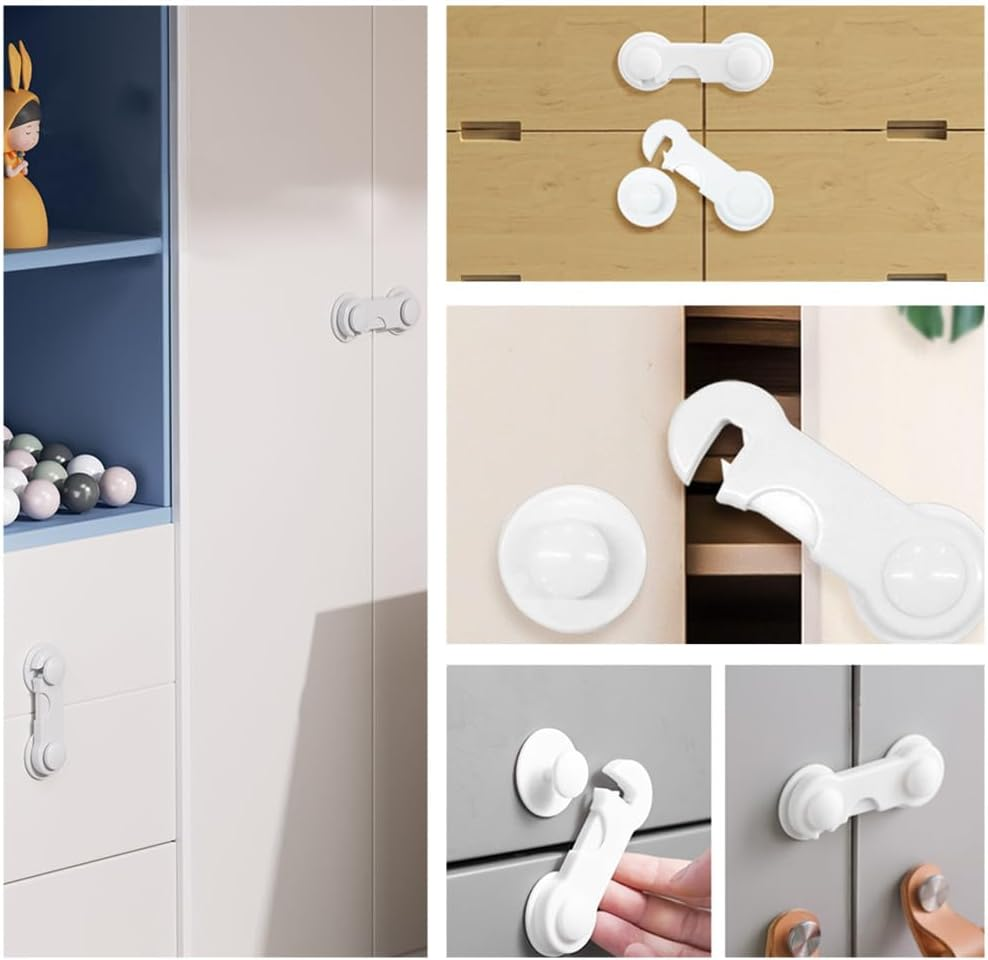 15-Pack White Child Proof Locks,Cabinet Locks for Babies,Proof Cabinet Locks,Cabinet Door Locks for Baby Proof and Child Safety,For Drawer Cupboards Fridge Oven Closet and Pantry. image number 2