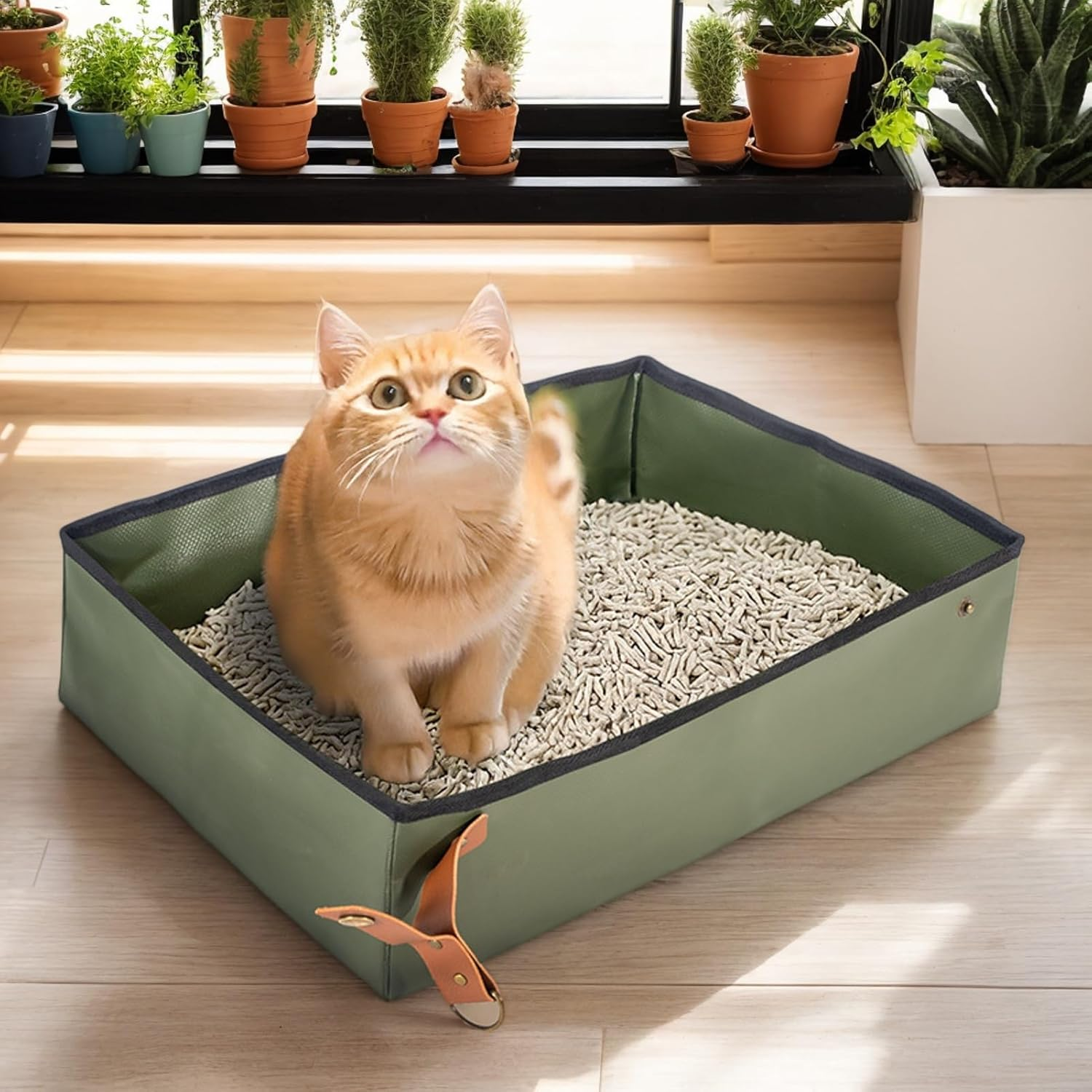 Foldable Cat Litter | Waterproof Cat Litter | Portable Toilet Space Saving Transport for Pets Home Apartment Travel Car Airplane Camping image number 1