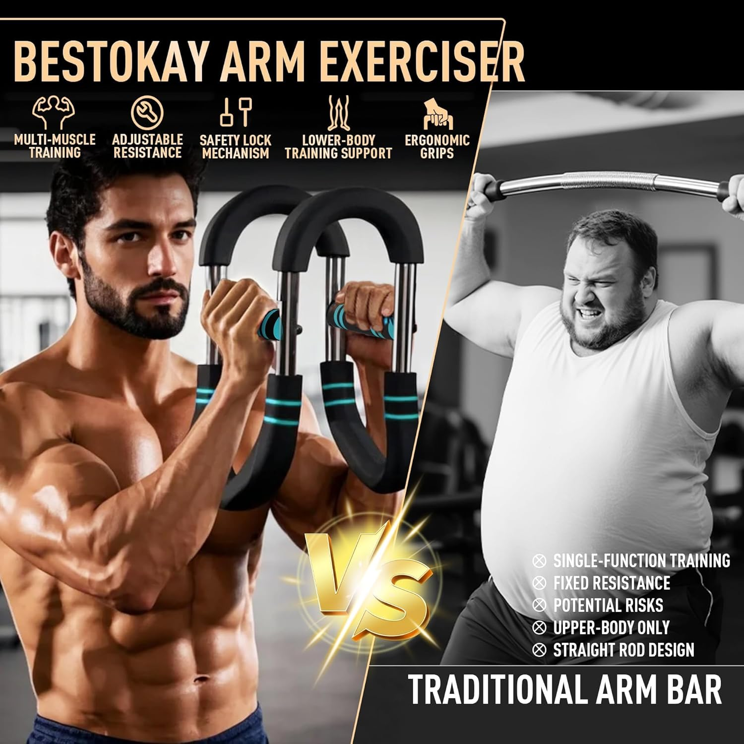 Exercise Fitness Equipment for Arm Chest, Home Gym Shoulder Muscle Workout, Strength Training Equipment Twister Arm Exerciser, Strength Forearm Trainer, Resistance Strengthener for Men Women image number 4