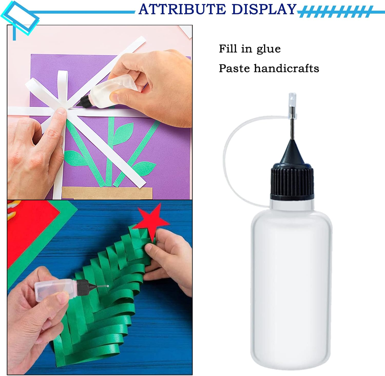 TTYSHIP Pack of 40 Needle Bottles, Plastic Applicator Bottles, Precision Tip Applicator Bottles, with 6 Funnels, Small, for Crafts, Oils, Glues, Paints and Alcohol Inks (10 Ml)