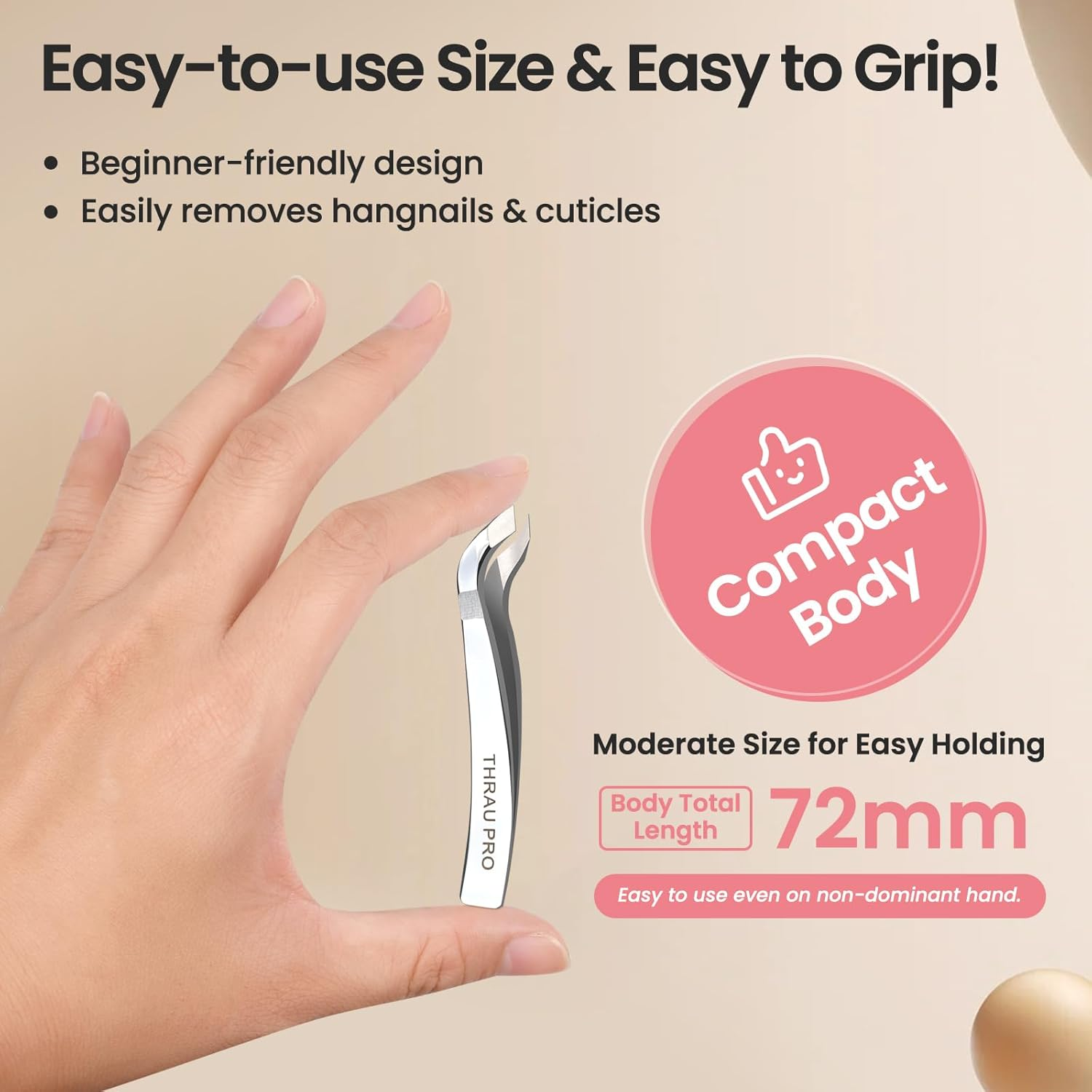 THRAU Professional Cuticle Trimmer, Stainless Steel Cuticle Nipper Cutter for Dead Skin, Manicure & Pedicure Tools for Fingernails & Toenails image number 5