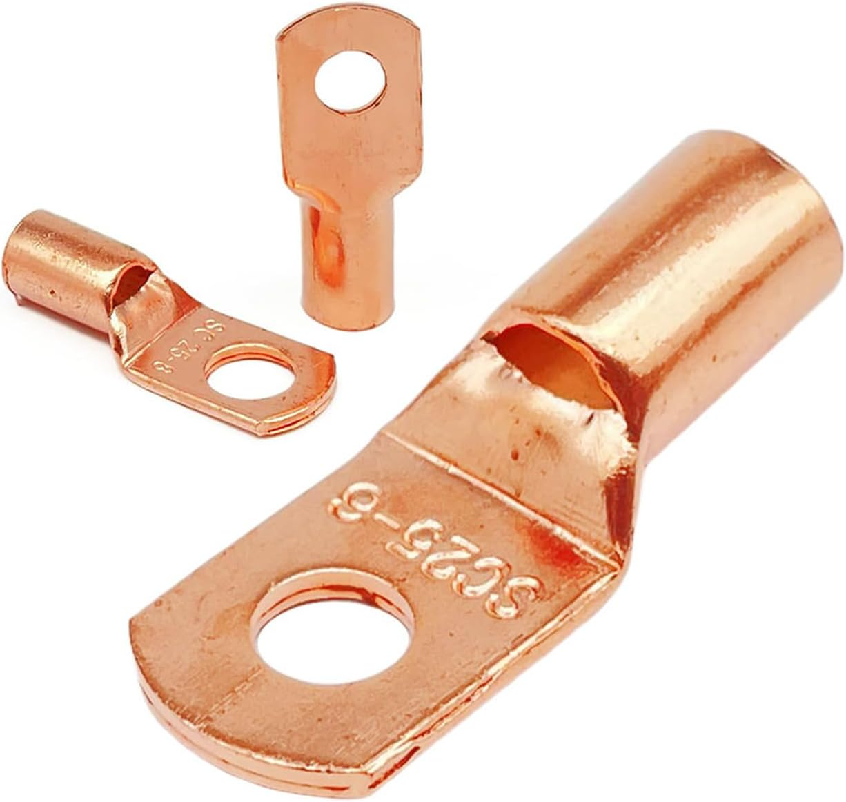 60PCS Copper Wire Lugs Tinned Battery Cable Lug Crimp SC Terminals Awg4/6/8/10/12;6/8Mm Ring Teminals;6/10/16/25Mm&sup2; Wire Connectors Crimp Terminal Assortment Kit image number 6