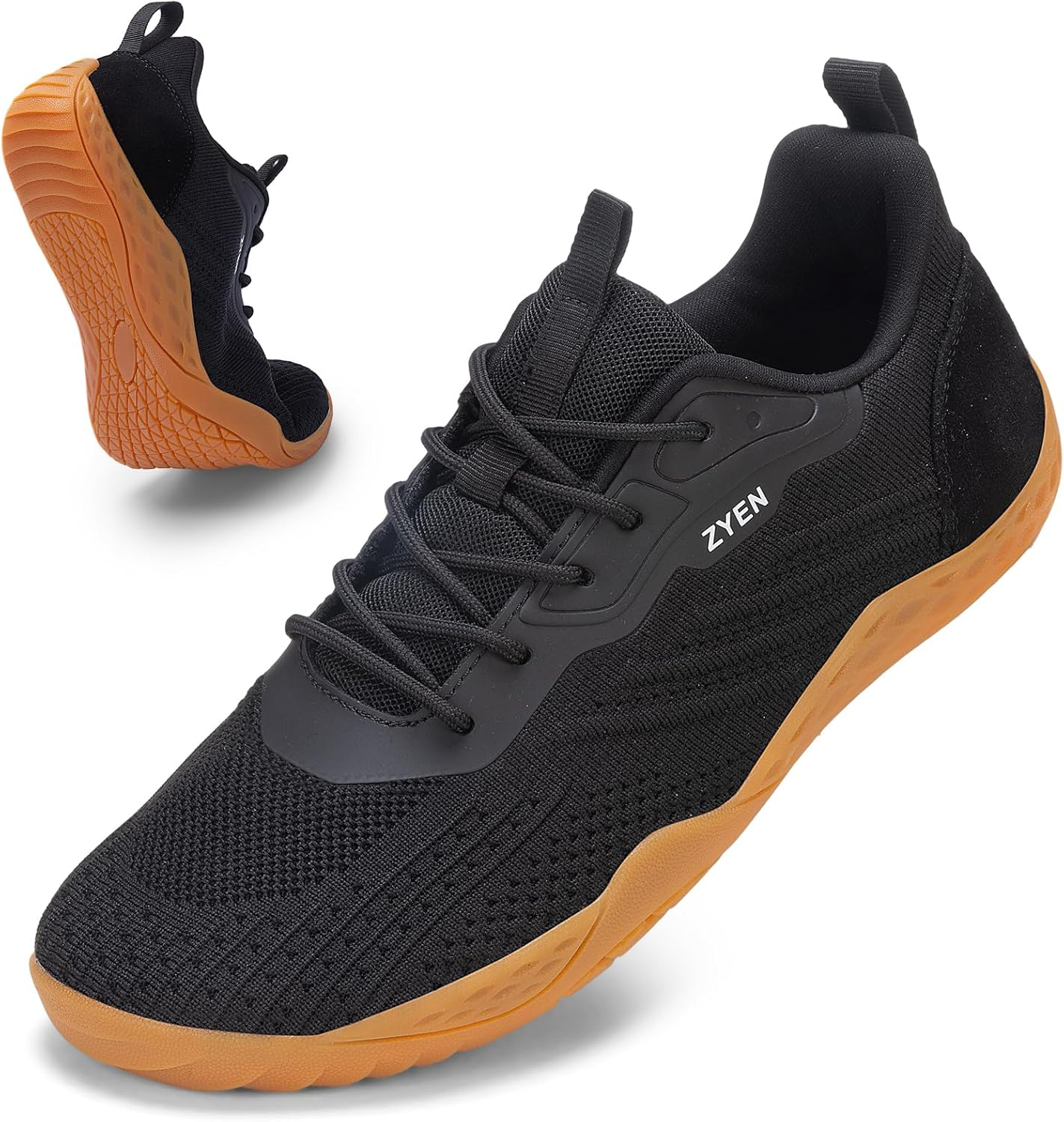 ZYEN Mens Barefoot Shoes Wide Toe Box Trail Running Sneakers Zero Drop Non-Slip Extra Wide Width Walking Shoes Minimalist Wrestling Sneakers Gym Trainer 6.5-13