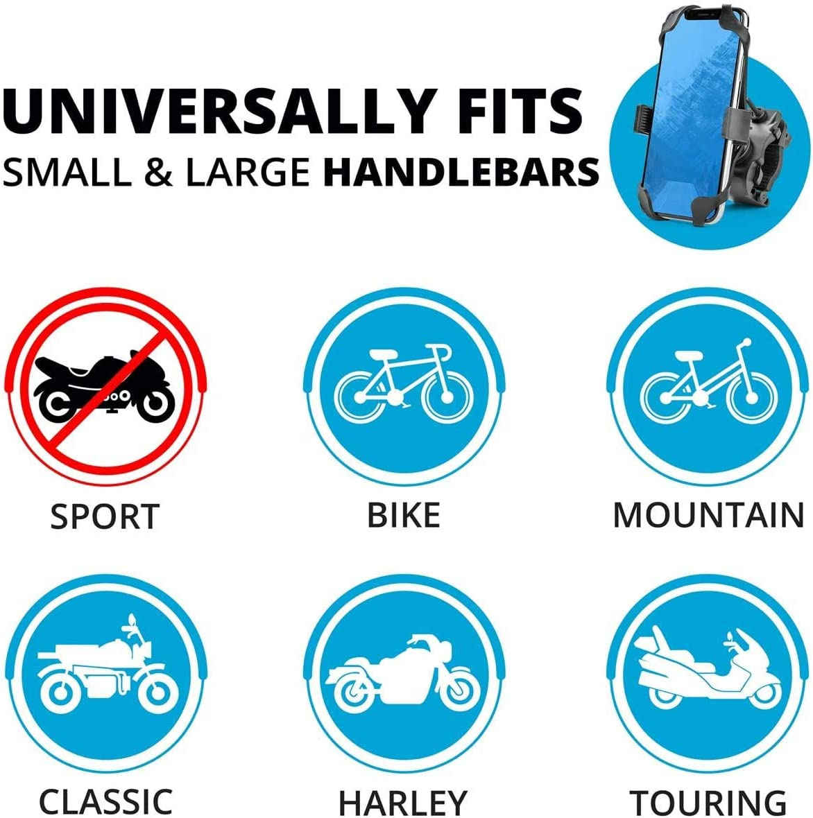 Bike Phone Holder Universal Premium Bike Phone Mout anti Shake 360 Rotation Adjustable Bicycle Motorcycle Phone Holder for Handlebars Compatible with Screen Size from 4.7" to 7.2" Phone image number 6