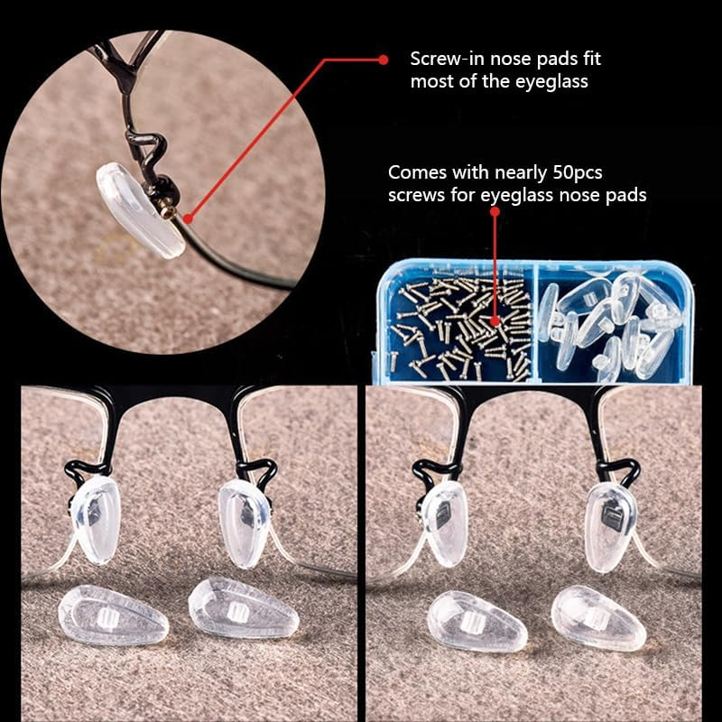 Vekol Eyeglass Nose Pads, 30 Pairs Sunglass Nose Pads Replacement Repair Tools Kit, Eyeglass Repair Kits with Eyeglass Screwdriver, Tweezers, Glasses Cloth, Small Screws for Glasses and Sunglasses (Set 1 - 30 Pairs) - Set 1 - 30 Pairs image number 5