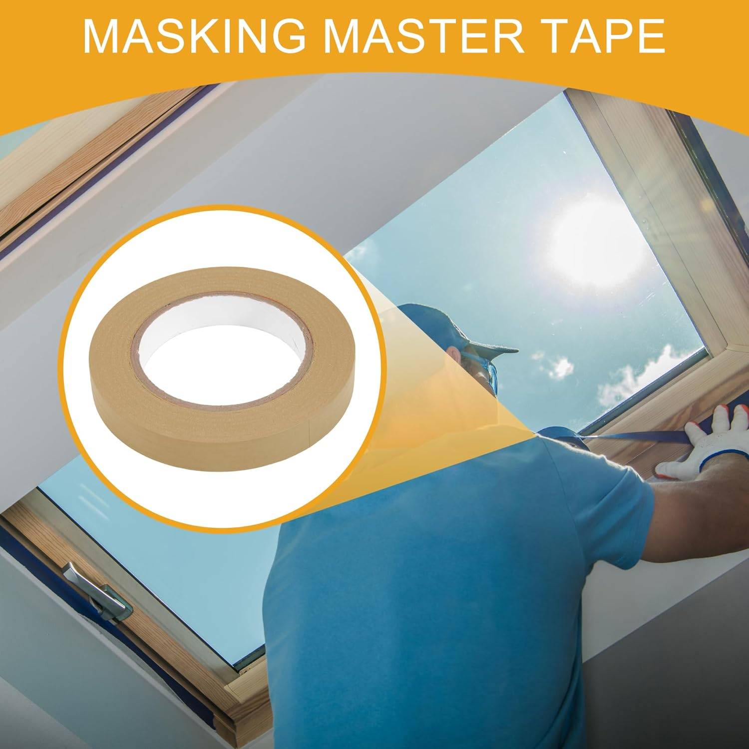 X AUTOHAUX 1 Pc 0.7 Inches X 54.7 Yards Universal Painters Tape - DIY Car Auto Paint for Masking Tape No Residue - Crepe Paper Brown