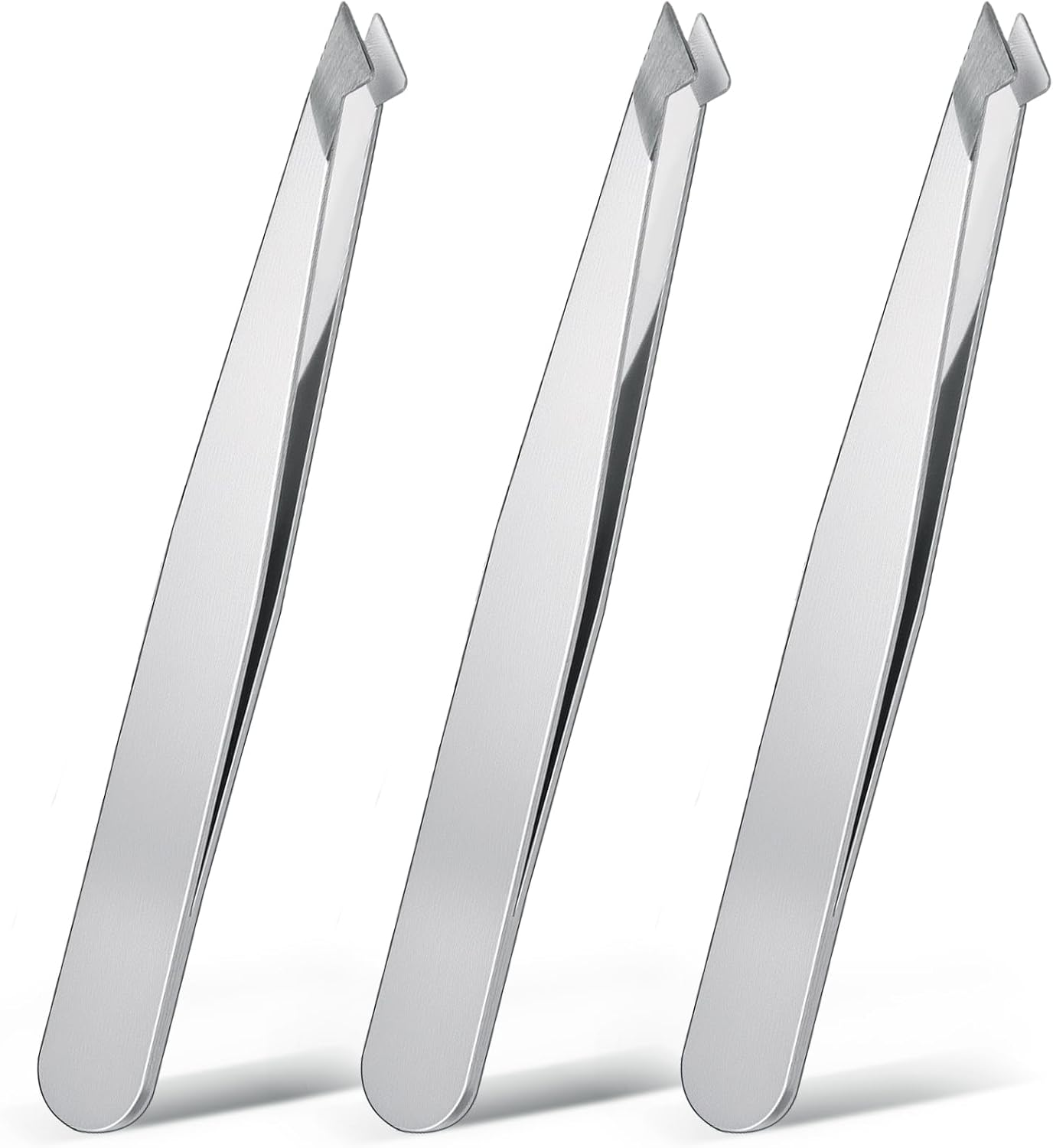 Honoson 3 Pieces Eyebrow Tweezers, Stainless Steel Pointed Tip Slant Tweezers, Precision Tweezers, Splinter Plucking and Ingrown Hair Removal for Facial Hair (Black)