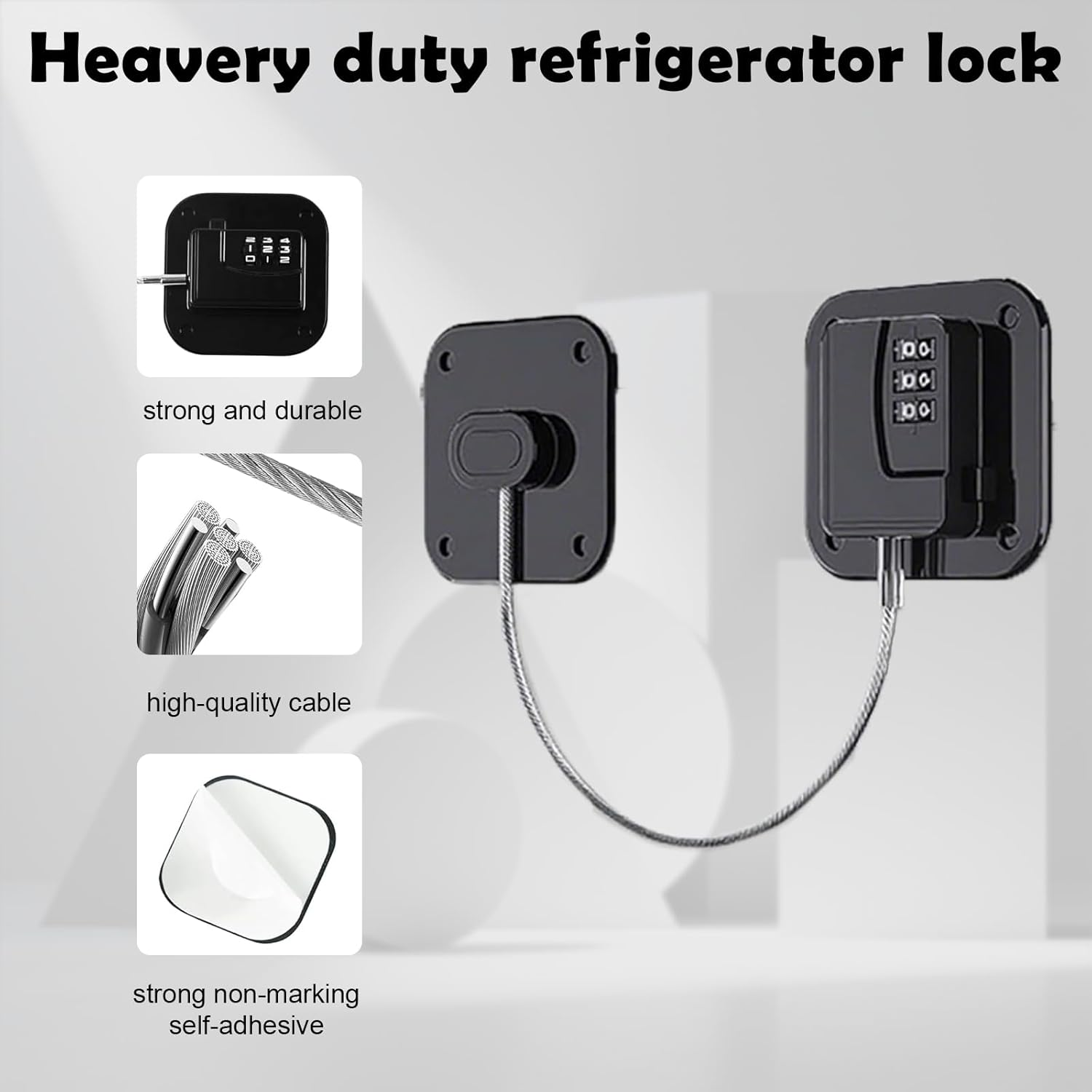 Cupboard Lock, Password Lock for Refrigerator Cabinets and Drawers, Easy Install, No Keys Needed (Black-1Pack) image number 5